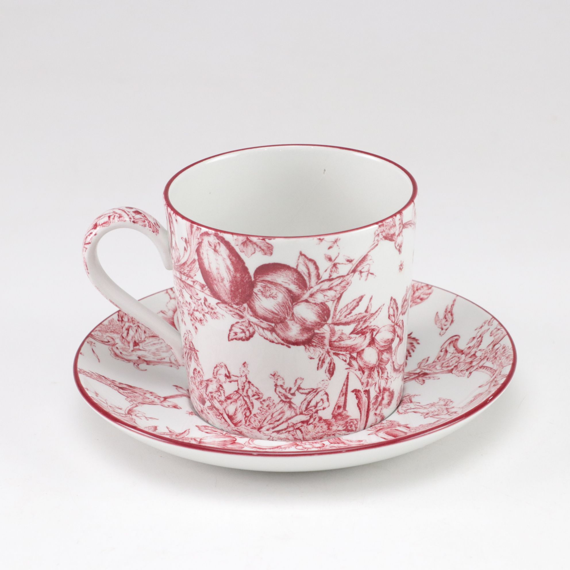 Spode Williamsburg "Provincial Garden" Cranberry Dinnerware and Patterned Fabric