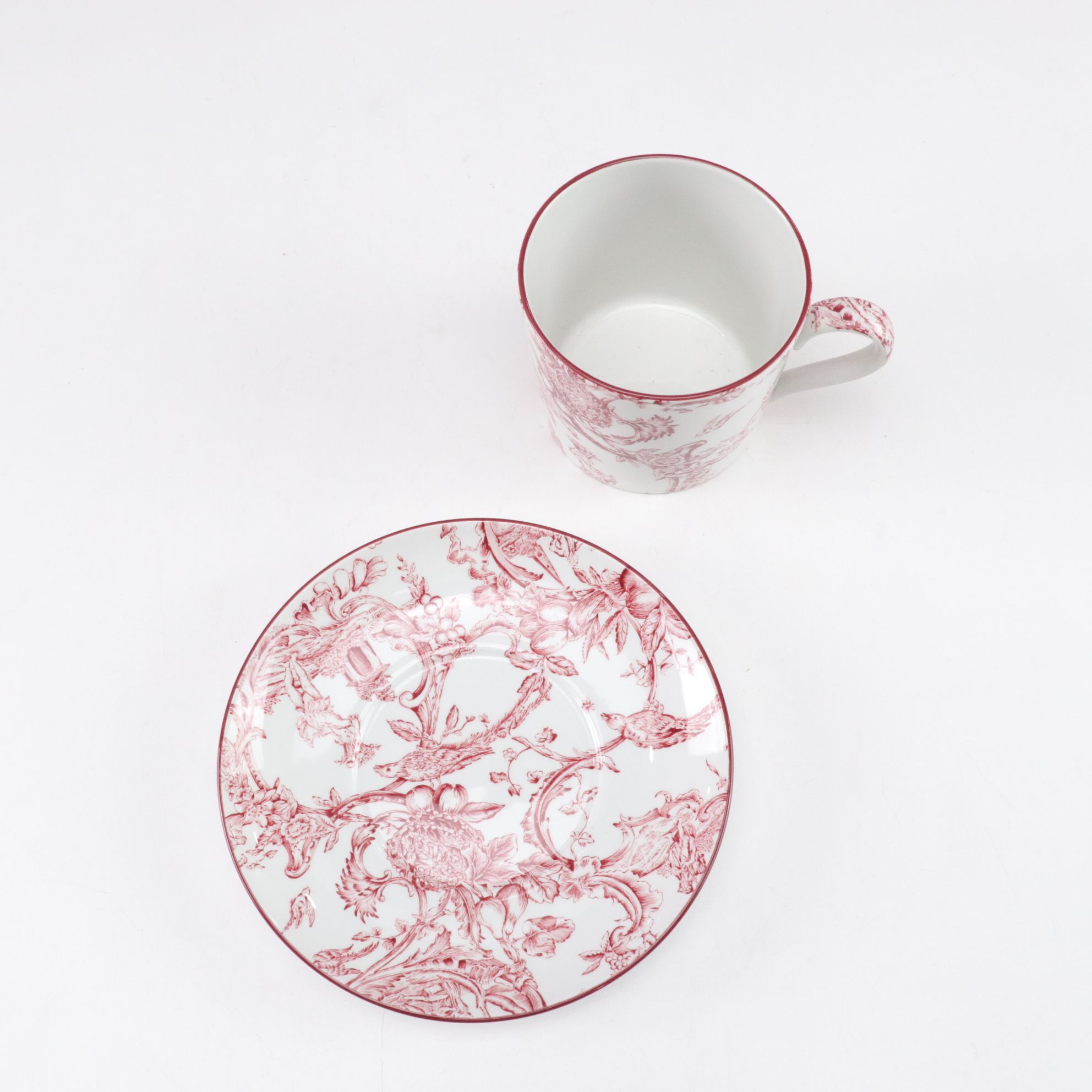 Spode Williamsburg "Provincial Garden" Cranberry Dinnerware and Patterned Fabric