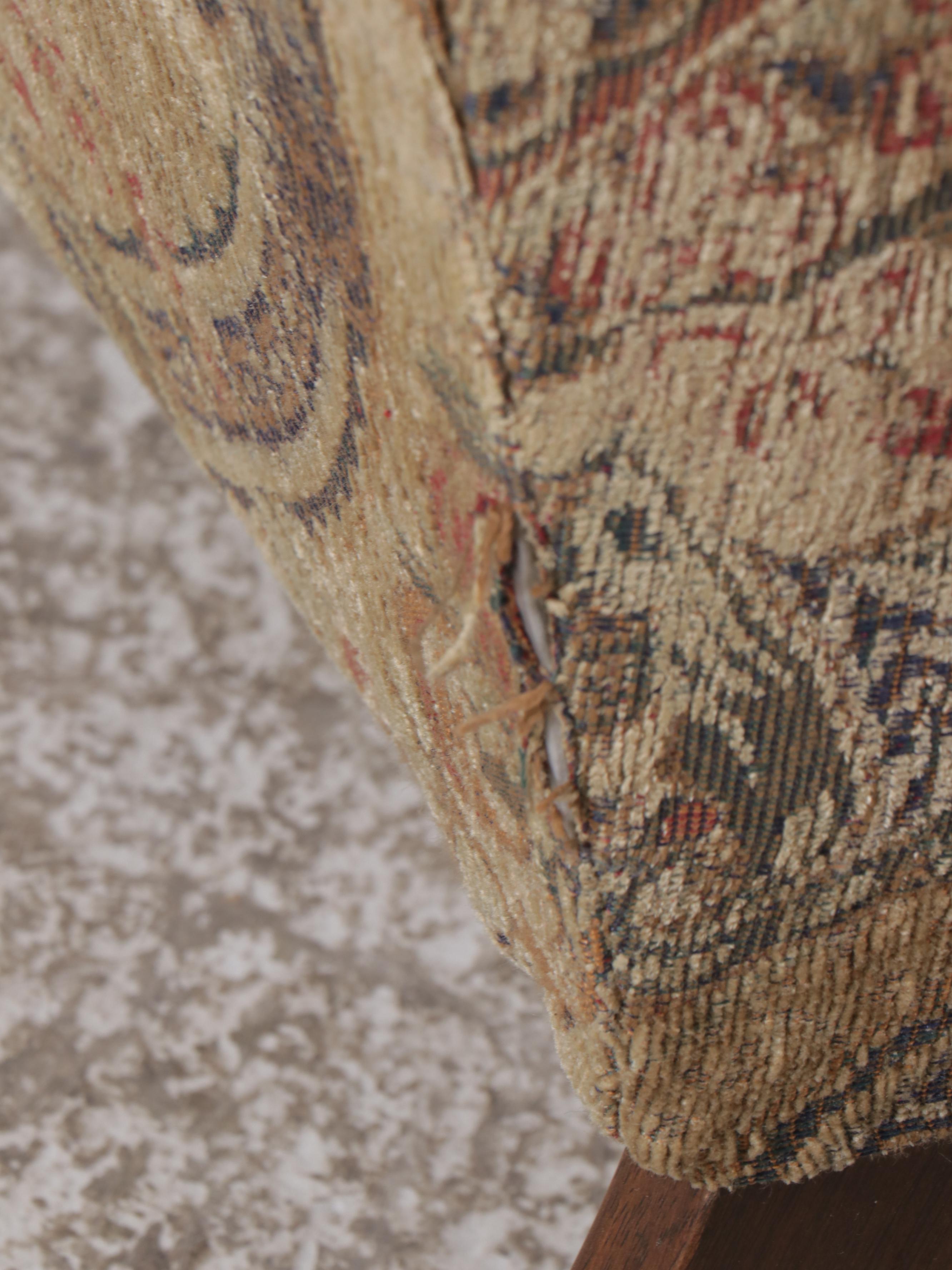 Alan White Chenille Upholstered Wingback Chair and Ottoman