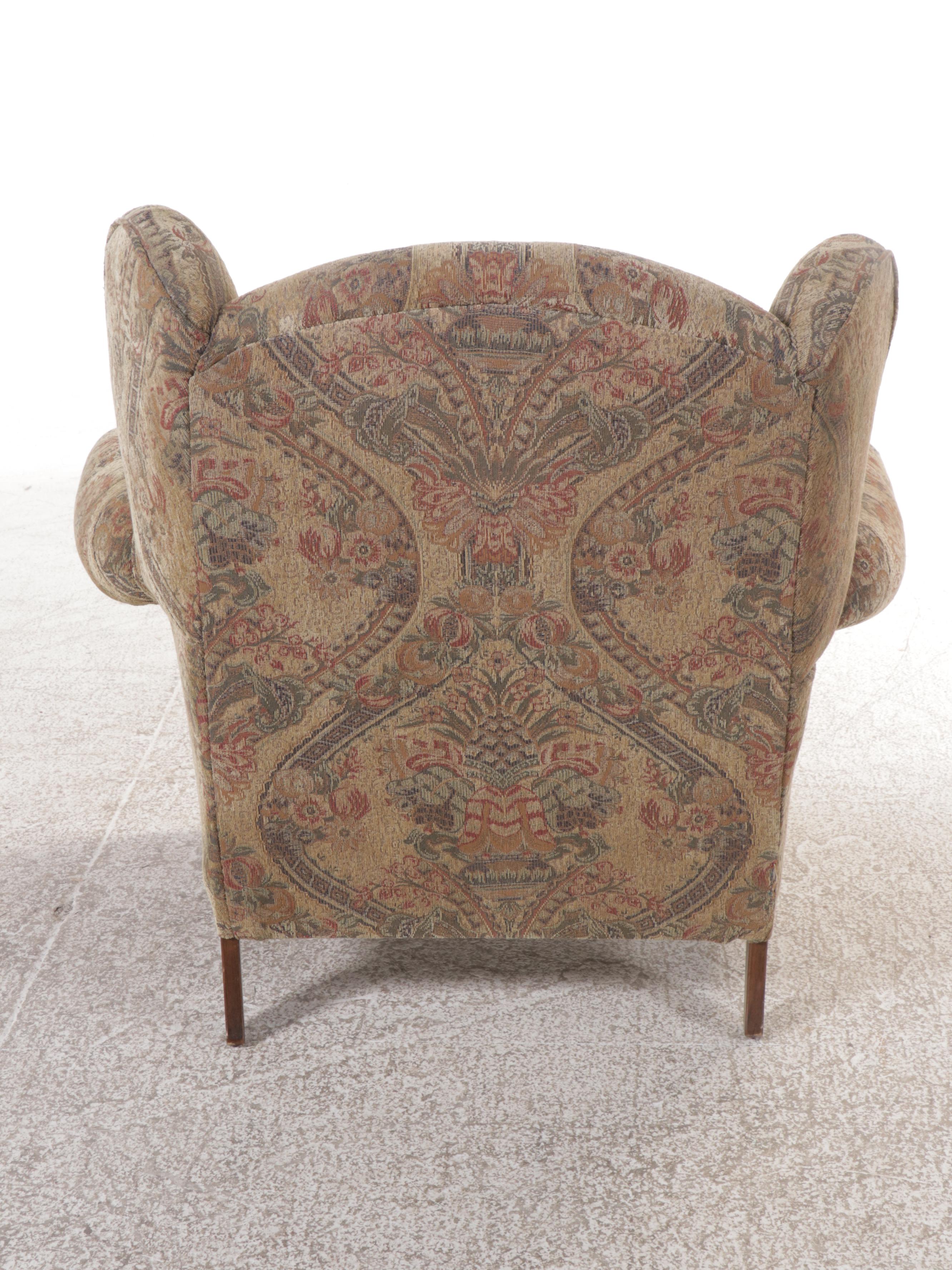 Alan White Chenille Upholstered Wingback Chair and Ottoman