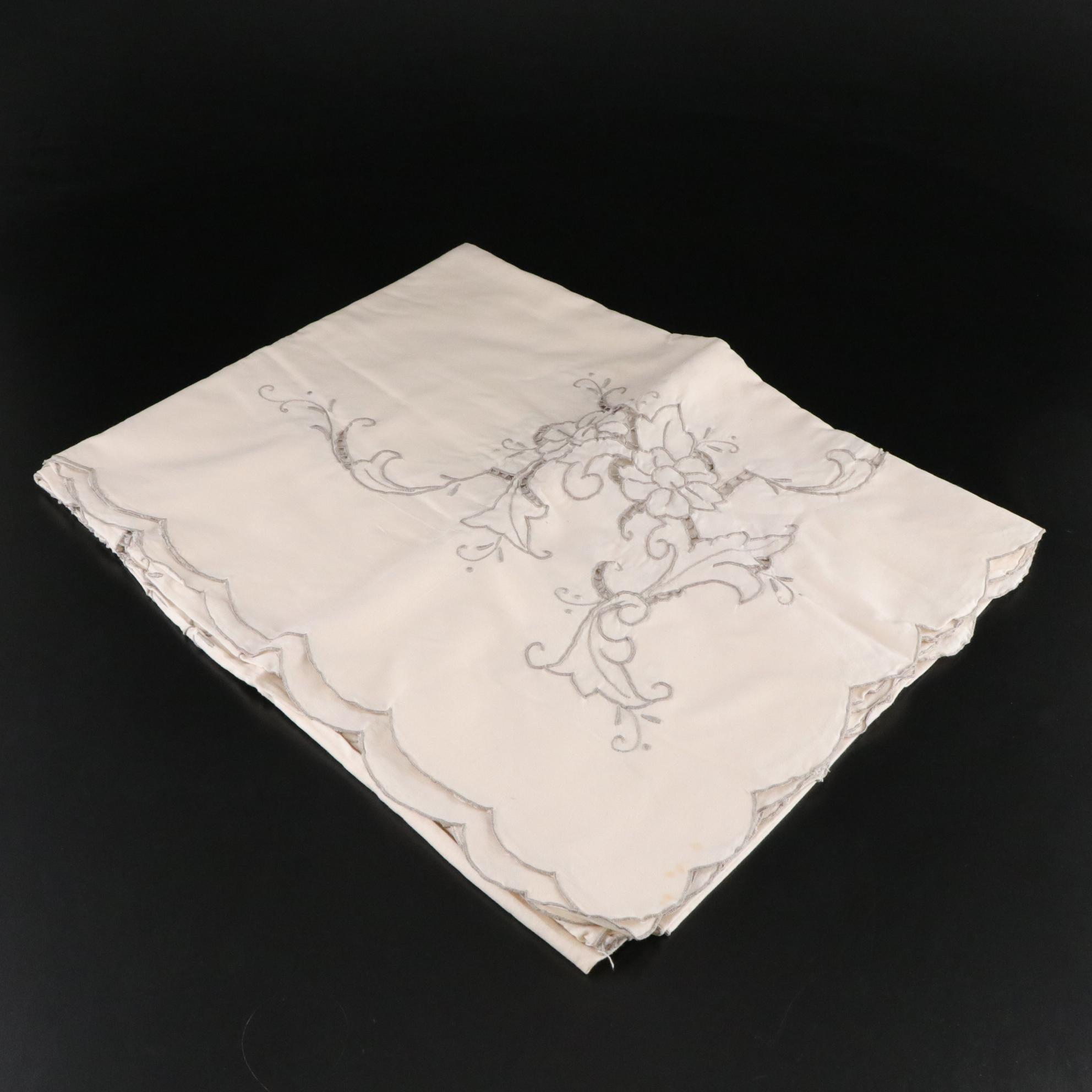 Embroidered Floral Tablecloth & Napkins