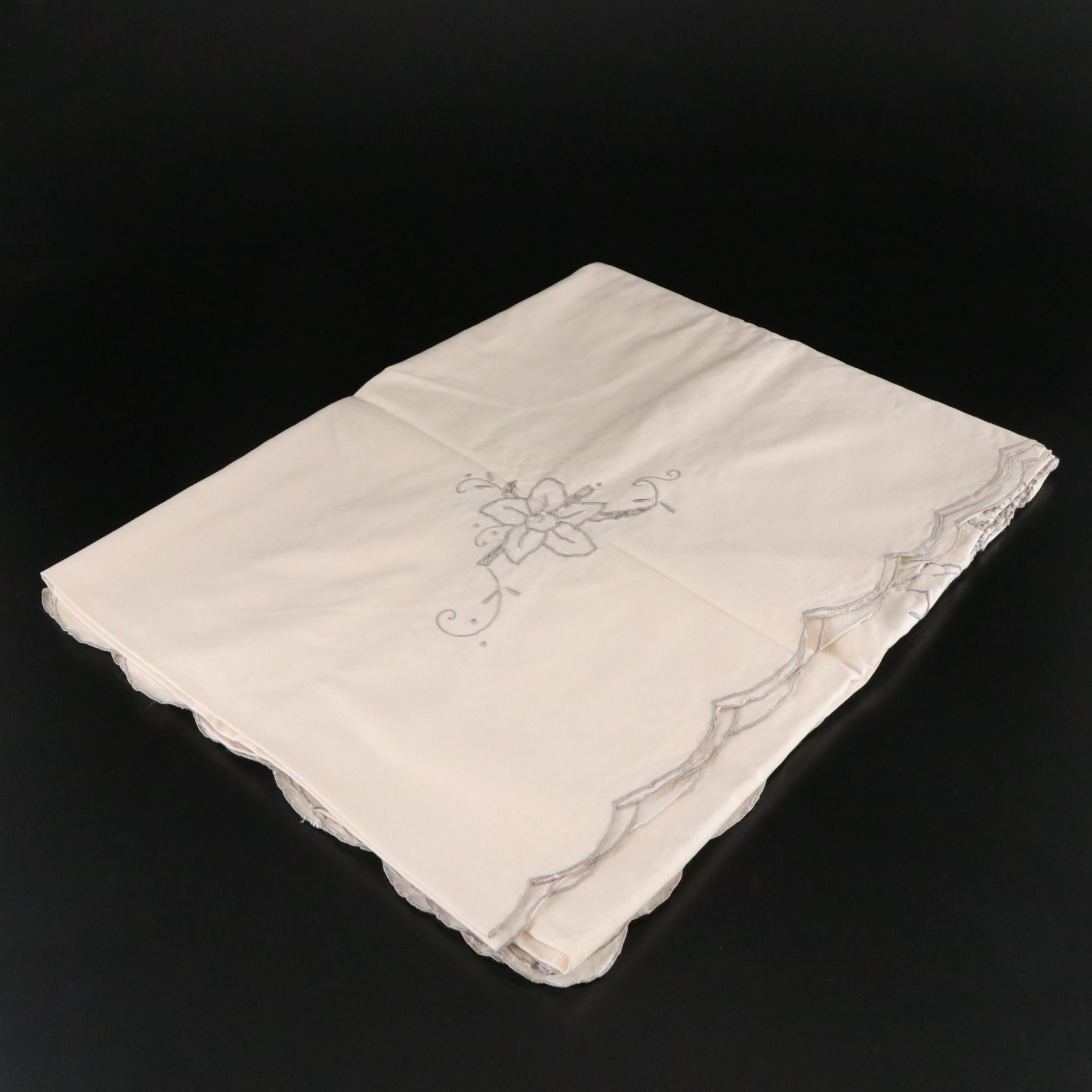 Embroidered Floral Tablecloth & Napkins