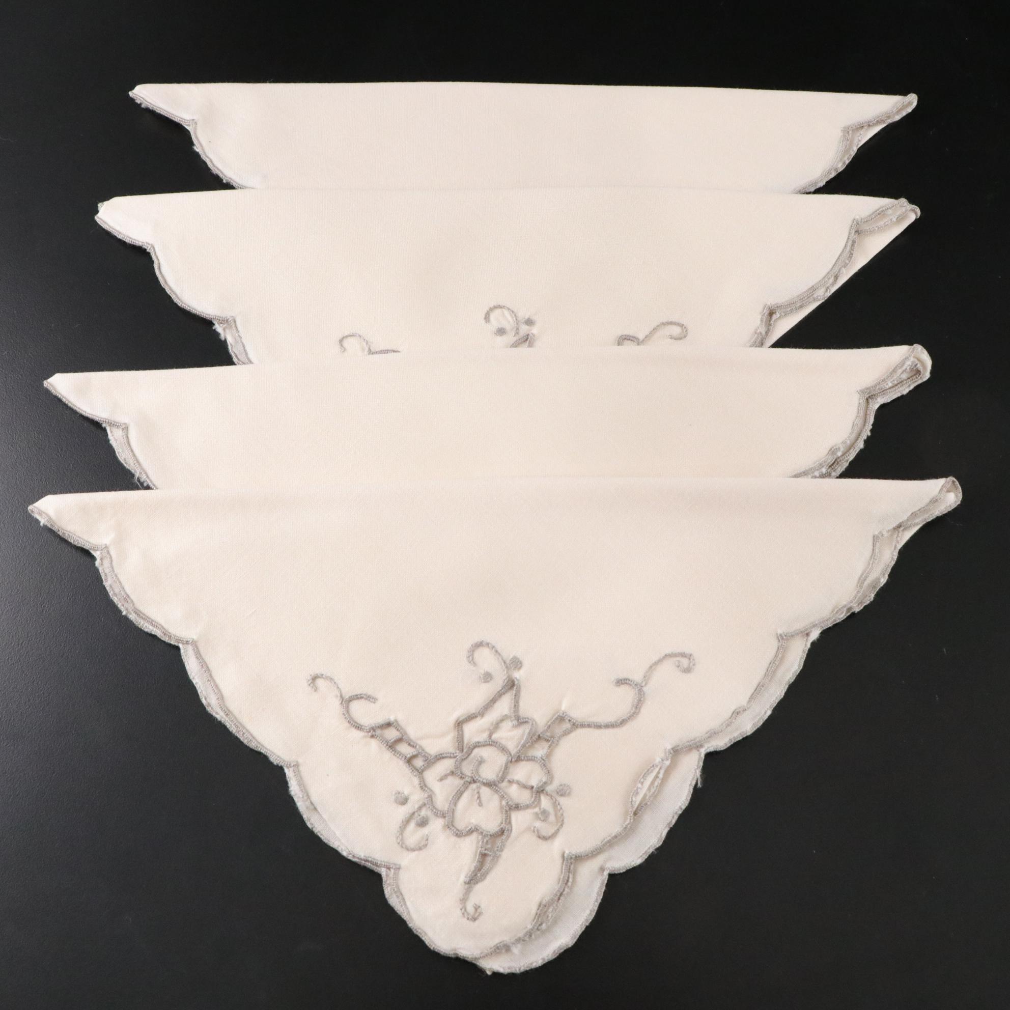 Embroidered Floral Tablecloth & Napkins