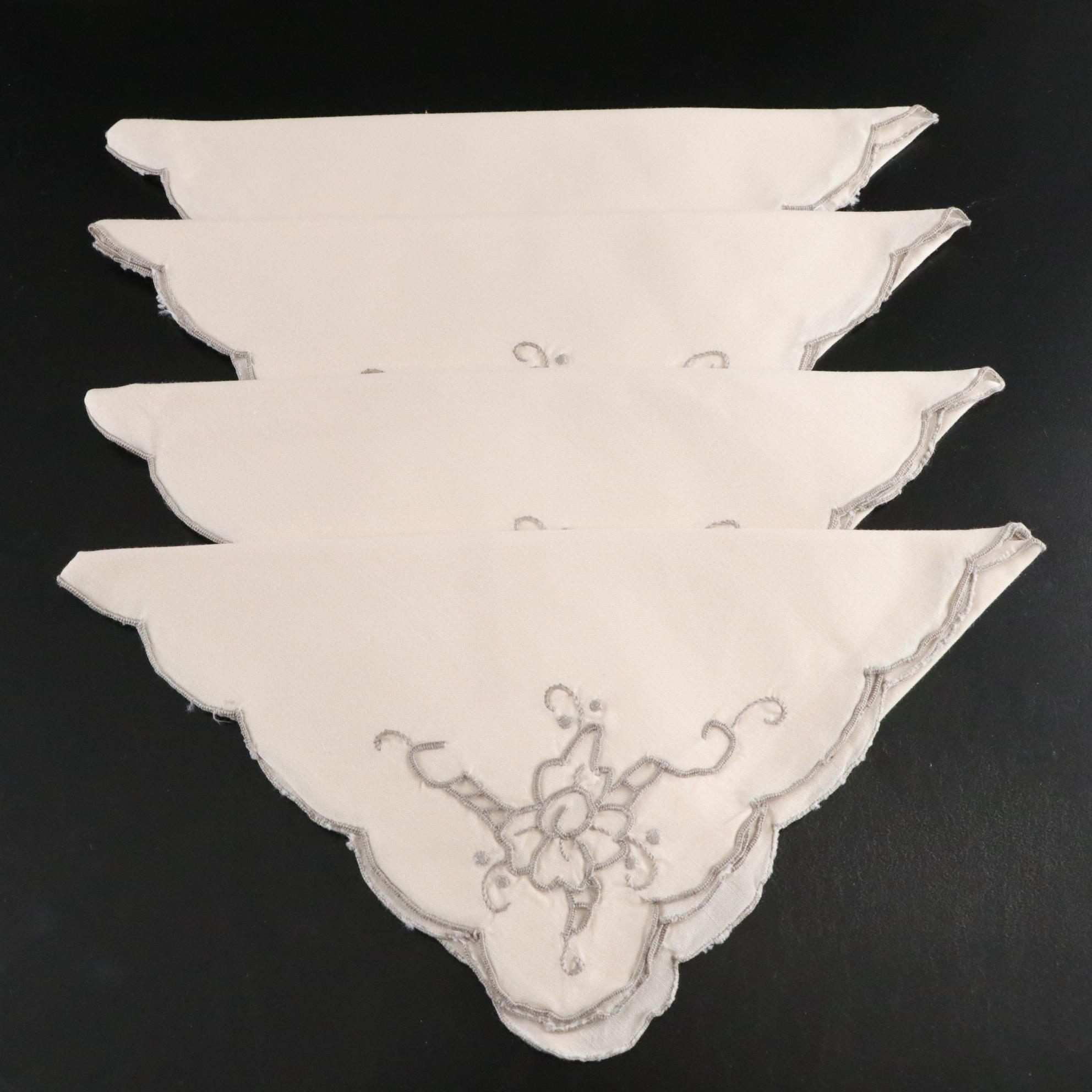 Embroidered Floral Tablecloth & Napkins