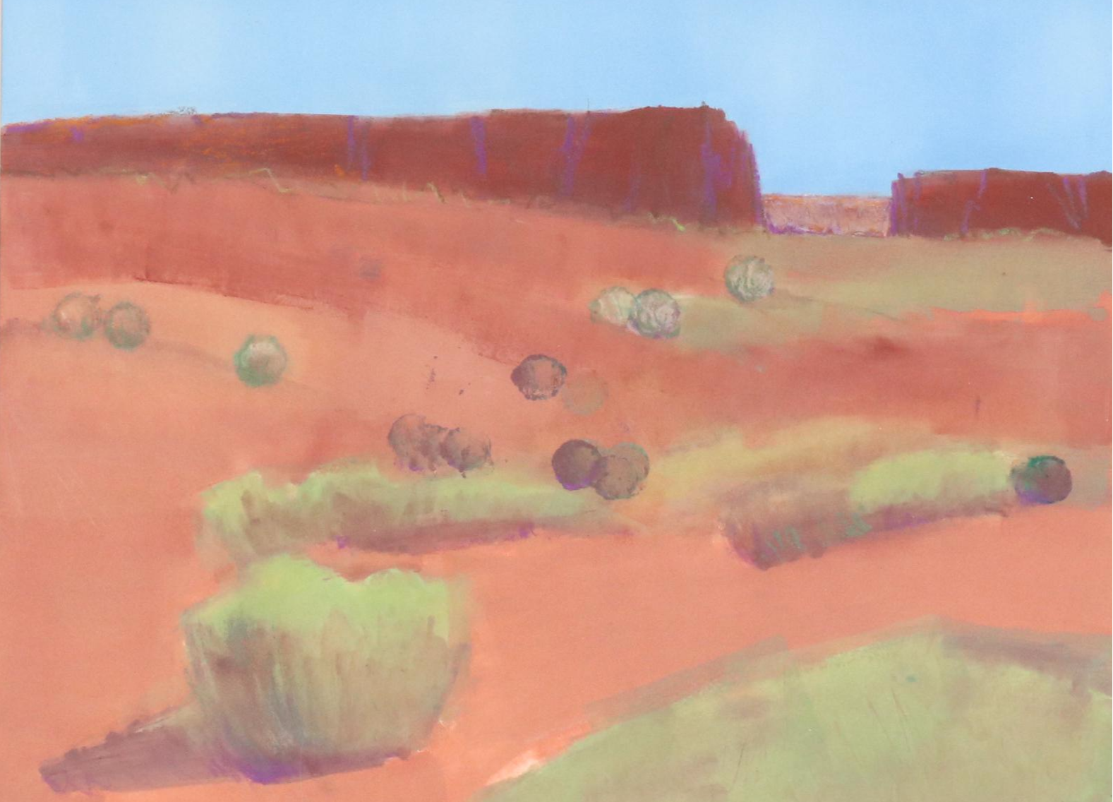 M.I. Thul Western Landscape Pastel Drawing, 1993