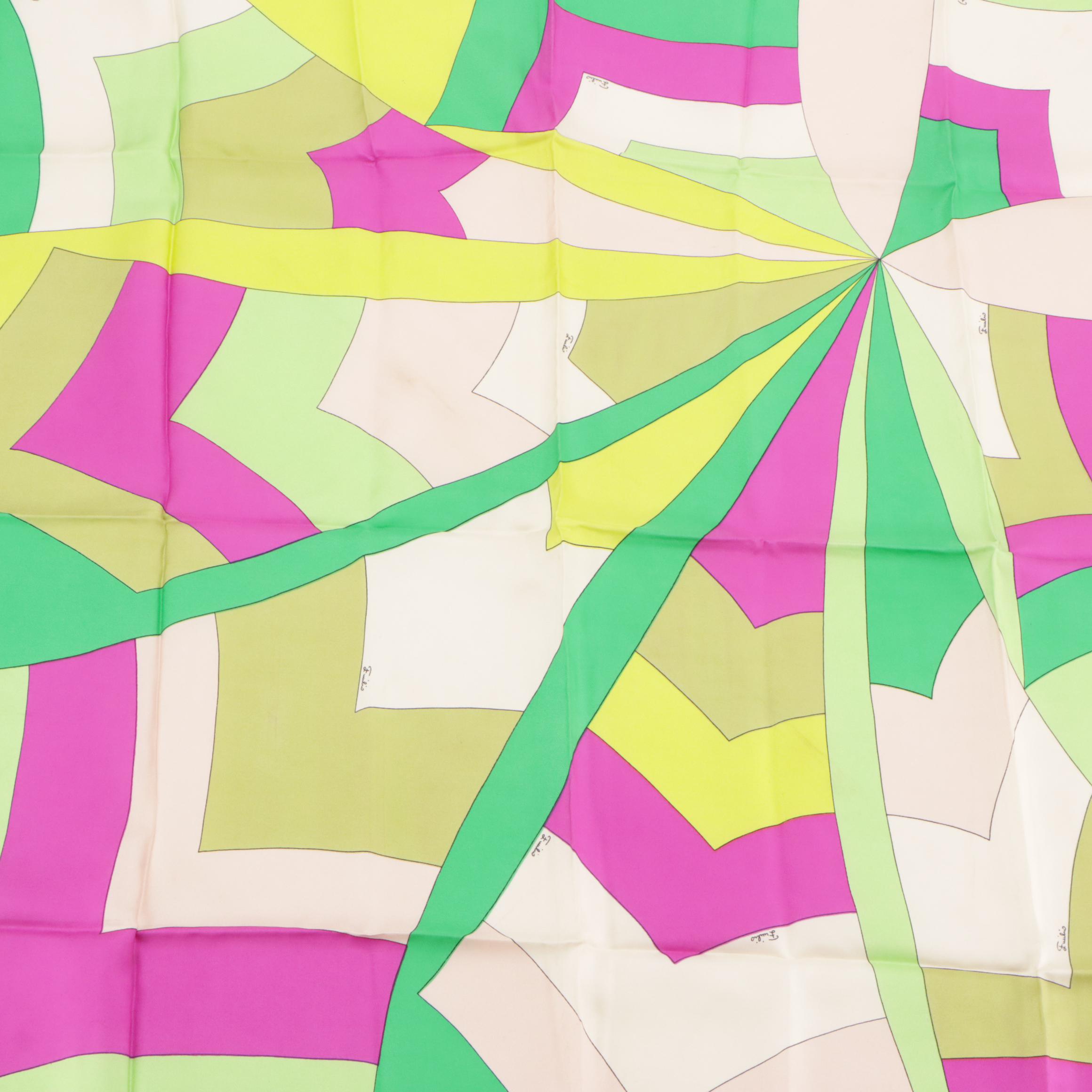 Emilio Pucci Multicolored Patterned Scarf in Silk