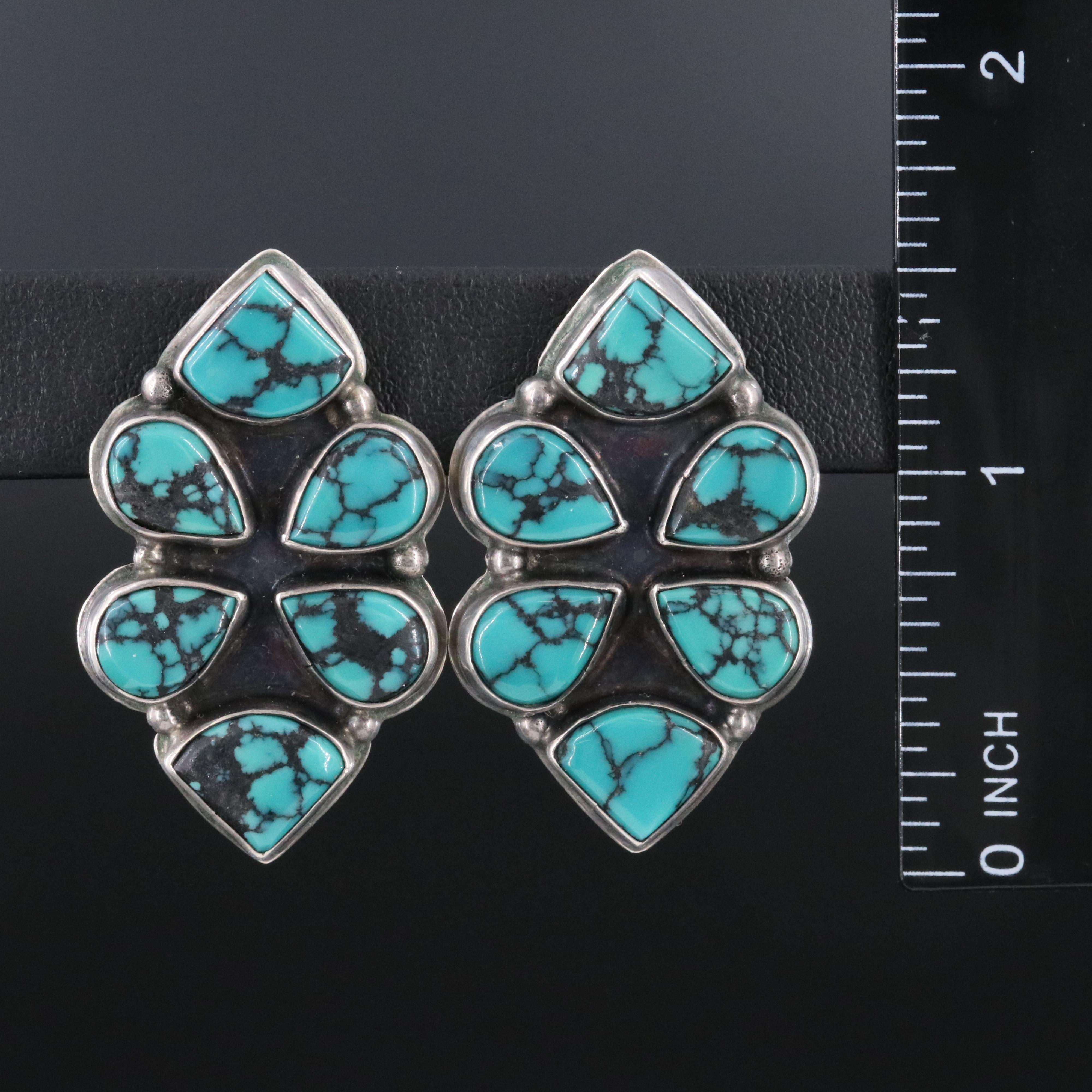Oscar Betz Southwestern Sterling Turquoise Earrings