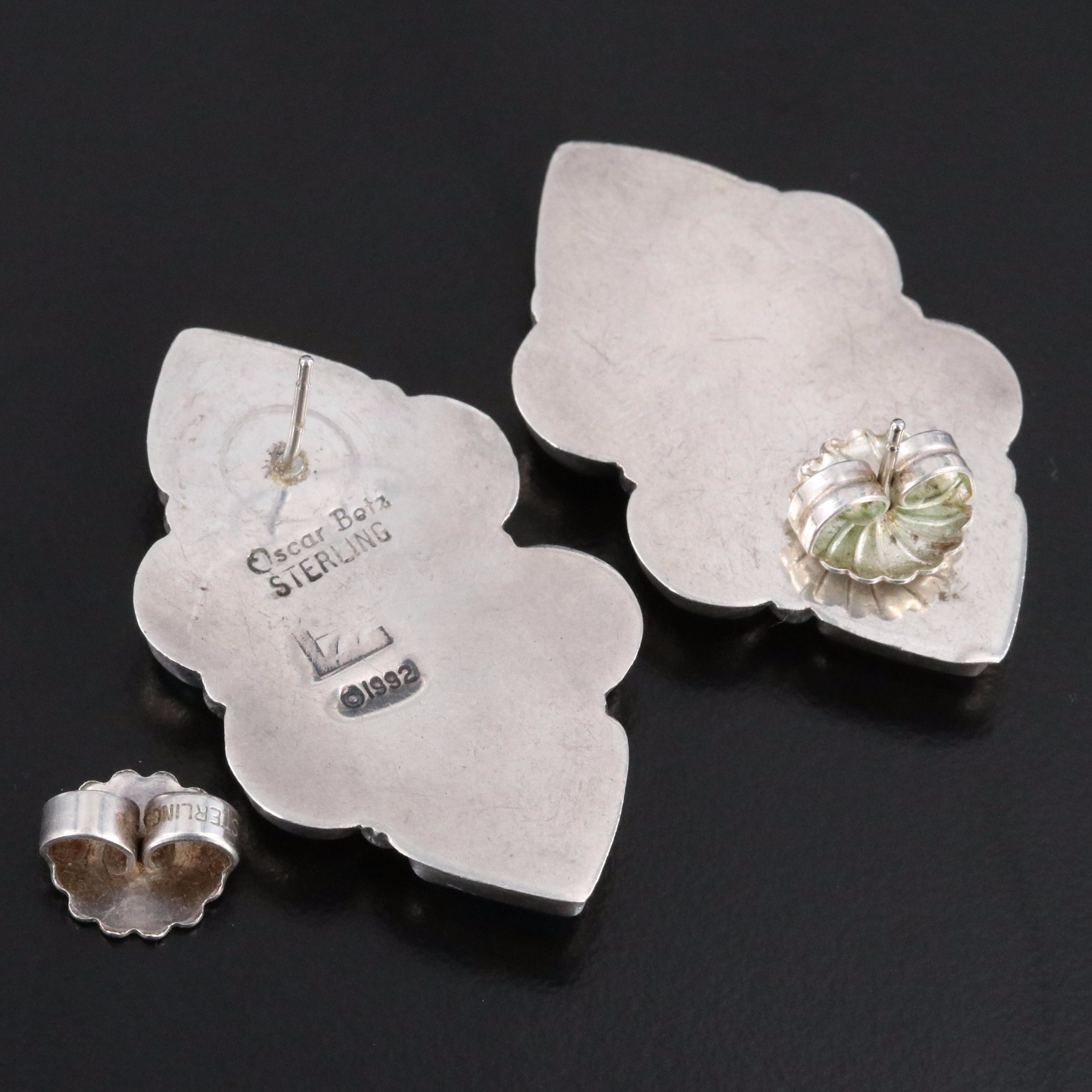 Oscar Betz Southwestern Sterling Turquoise Earrings