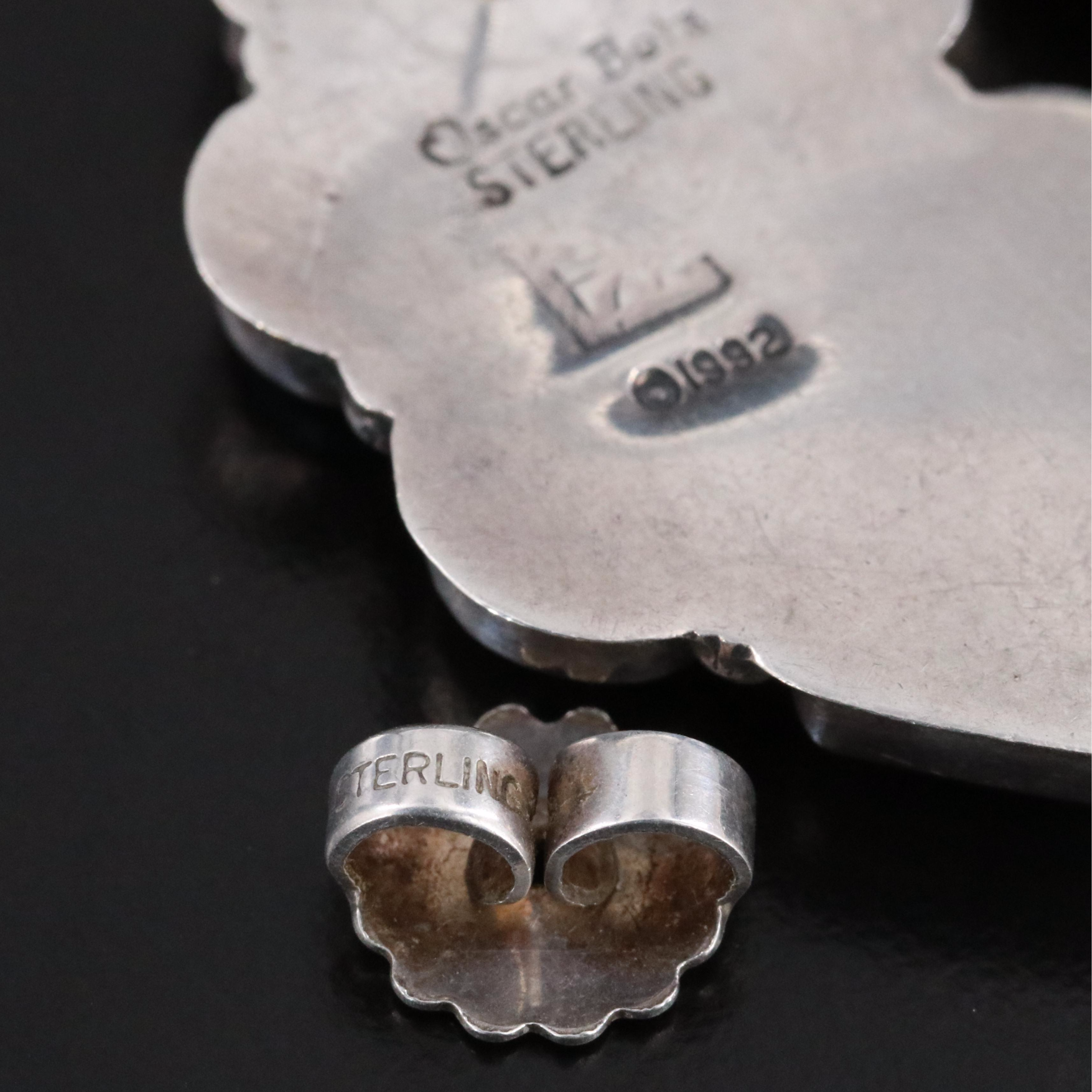 Oscar Betz Southwestern Sterling Turquoise Earrings