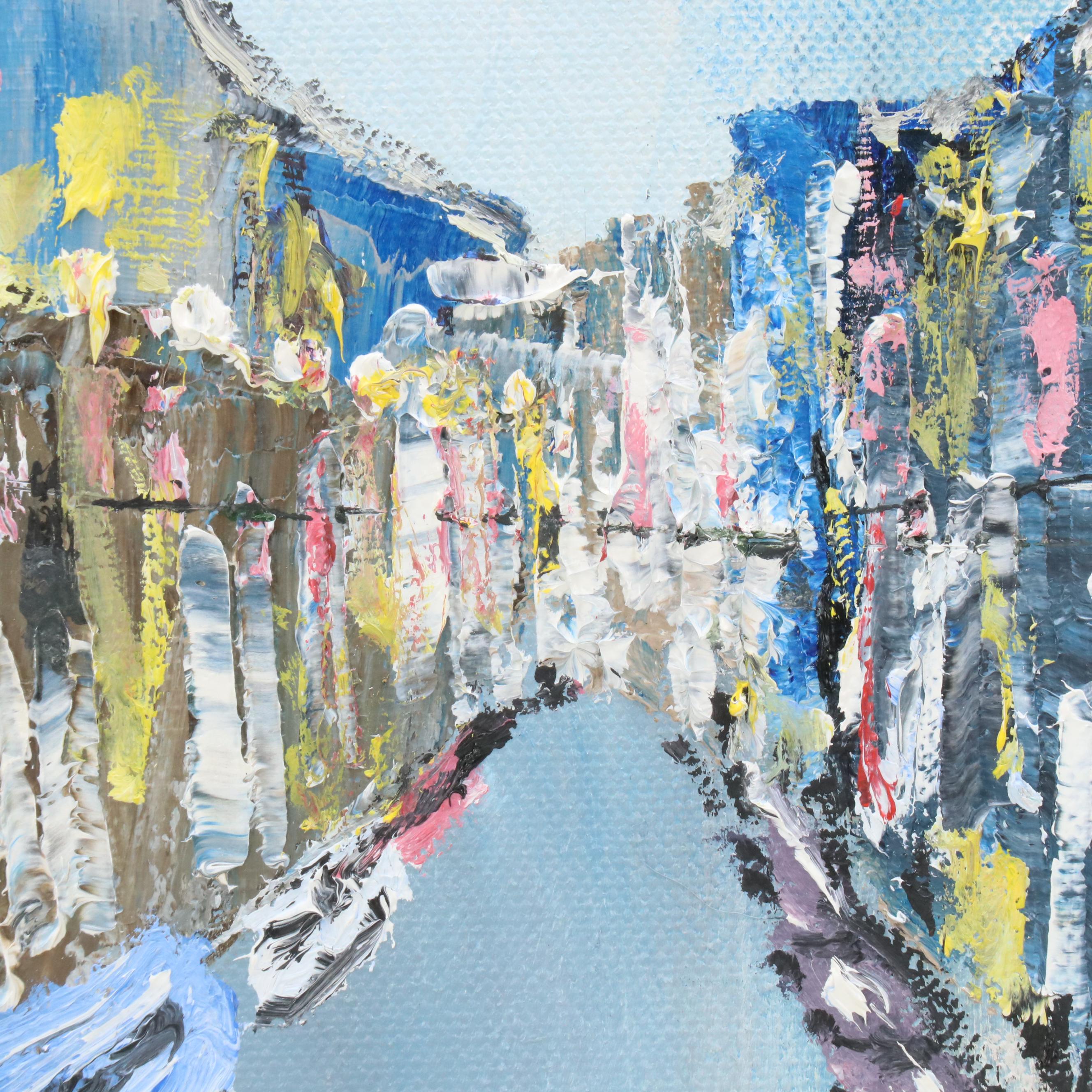 Joseph Watkins Stylized Cityscape Oil Painting "Old Over the Rhine"