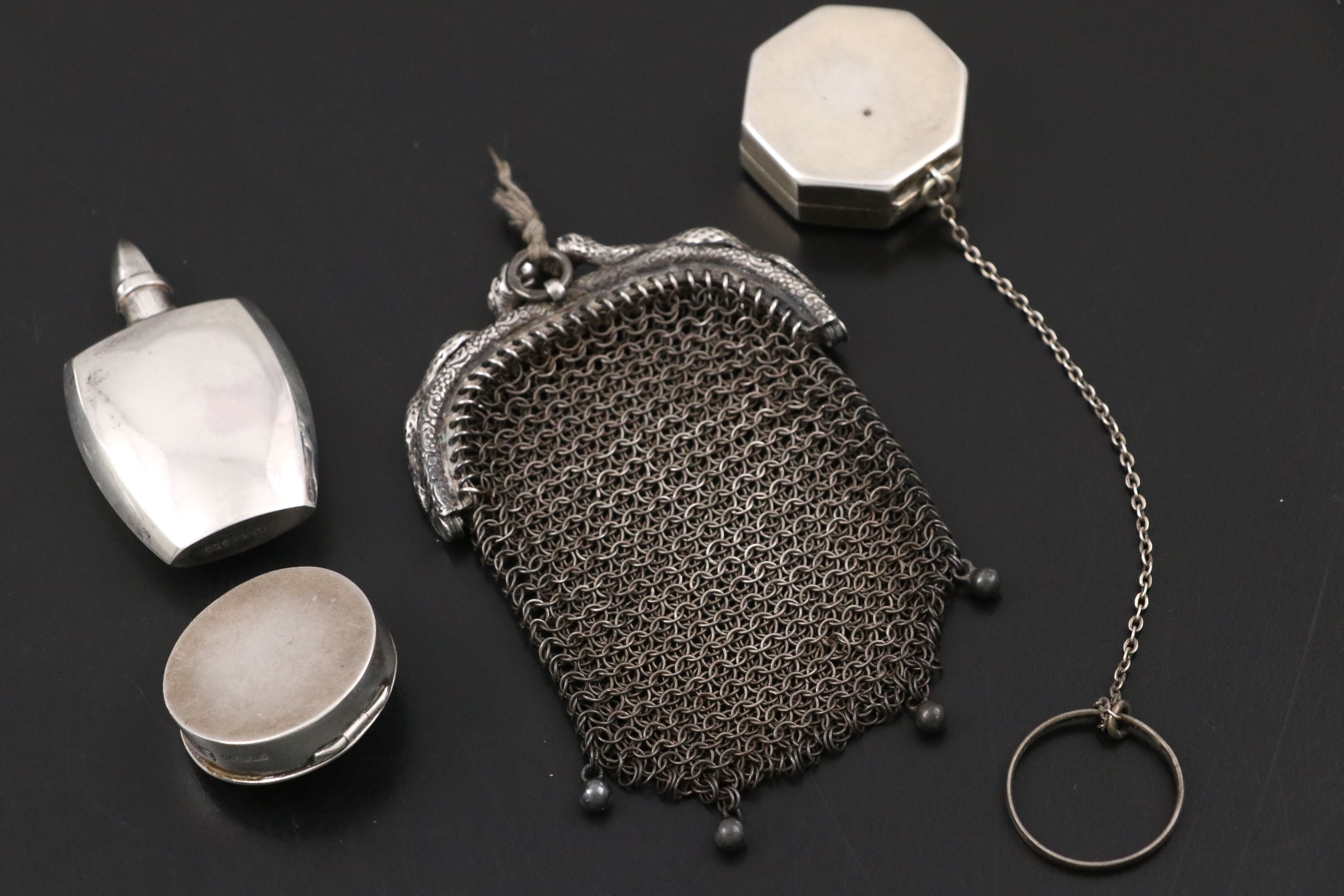 Foster & Bailey Enameled Sterling Compact and Other Antique Accessories