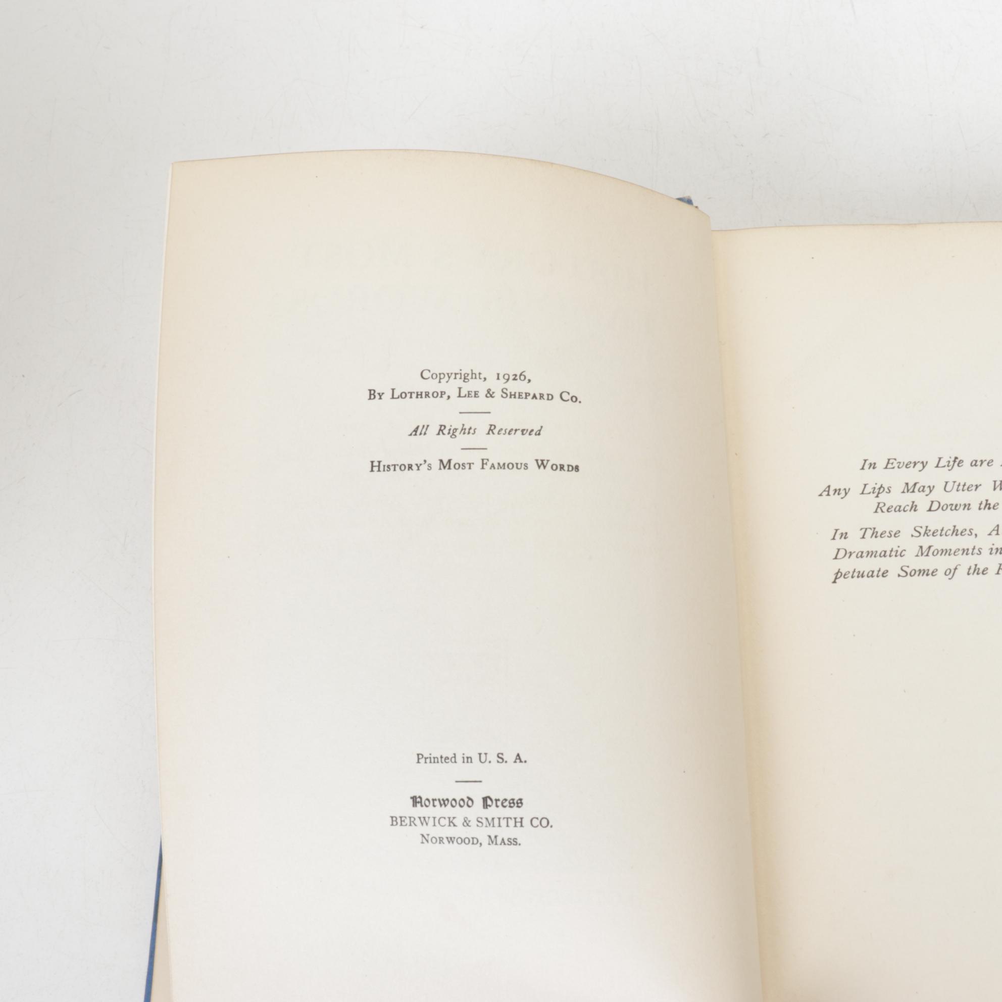 "History's Most Famous Words" and Other Books, Early to Mid-20th Century