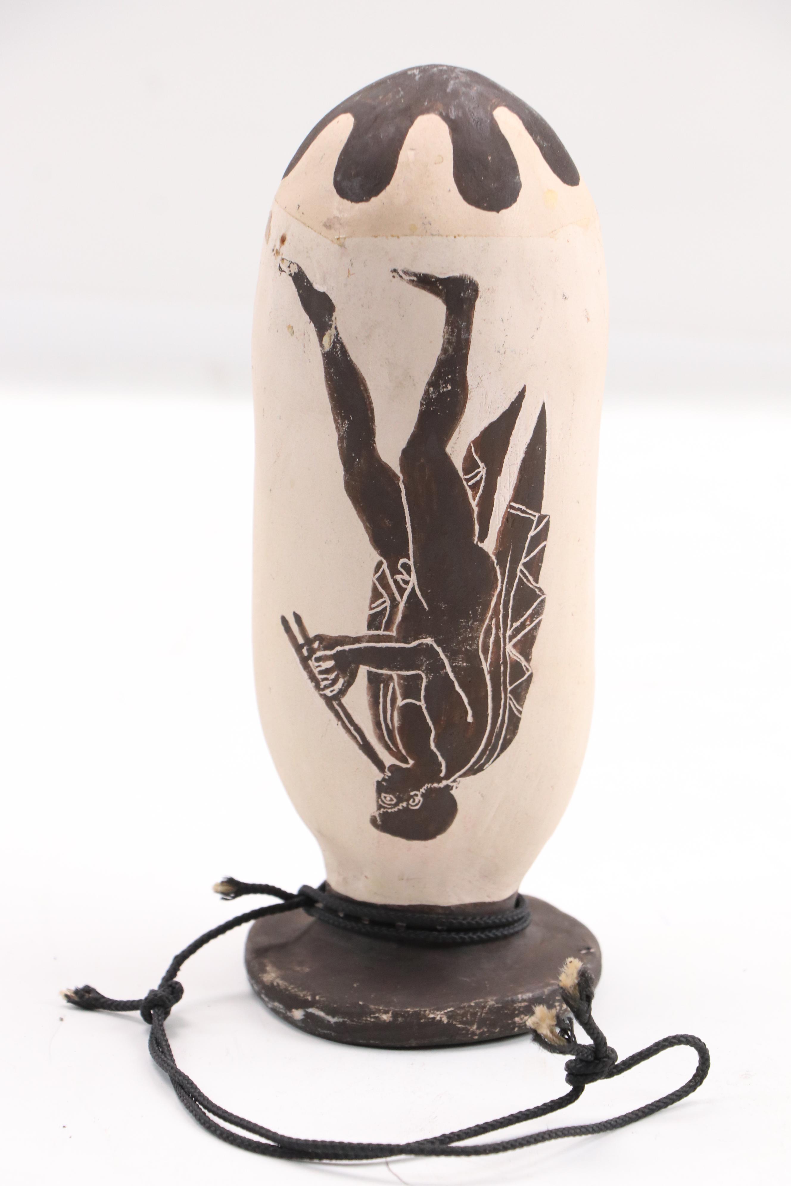 Greek Style Hand-Painted Black on White Ceramic Phallic Forms