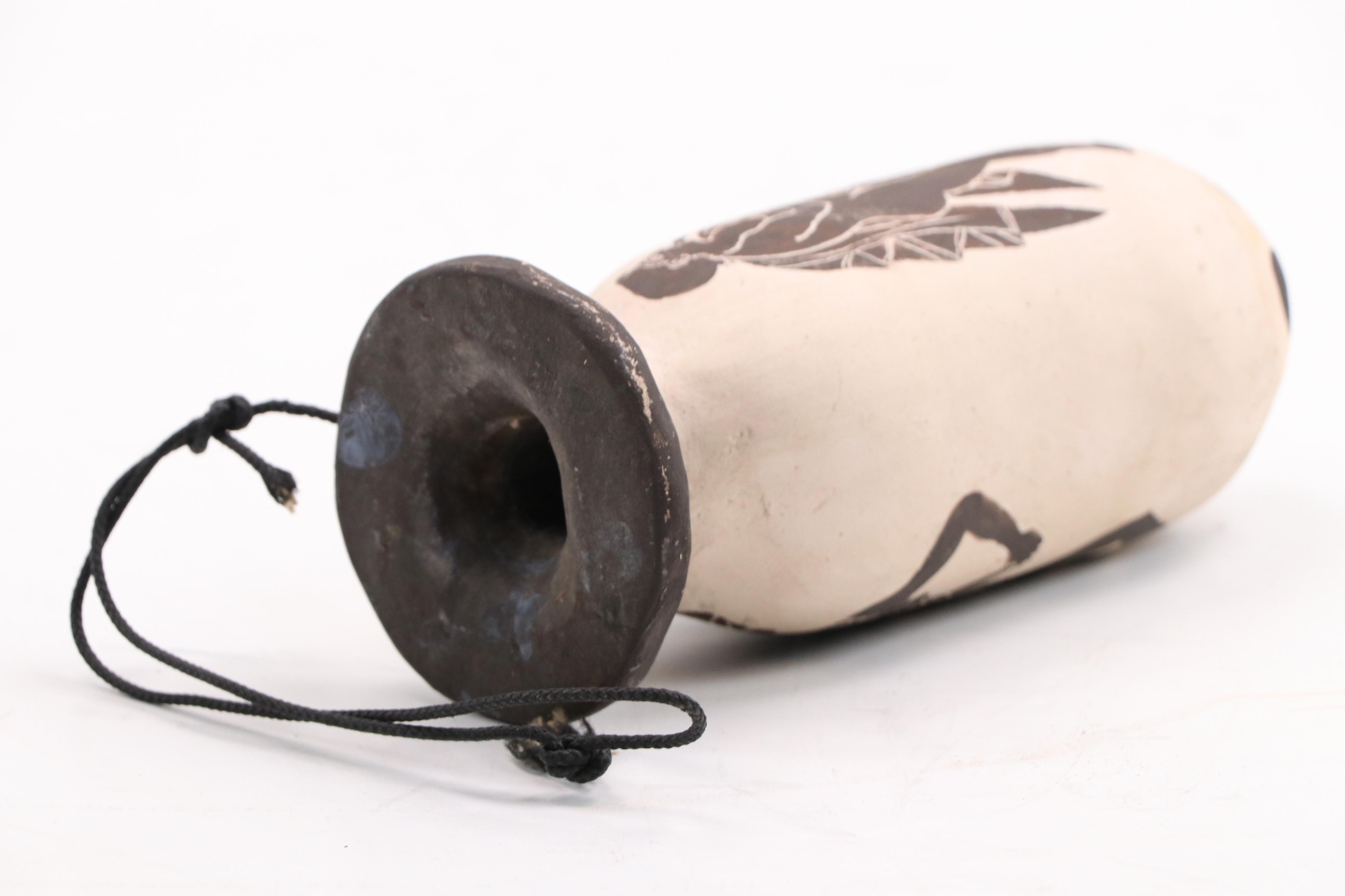 Greek Style Hand-Painted Black on White Ceramic Phallic Forms