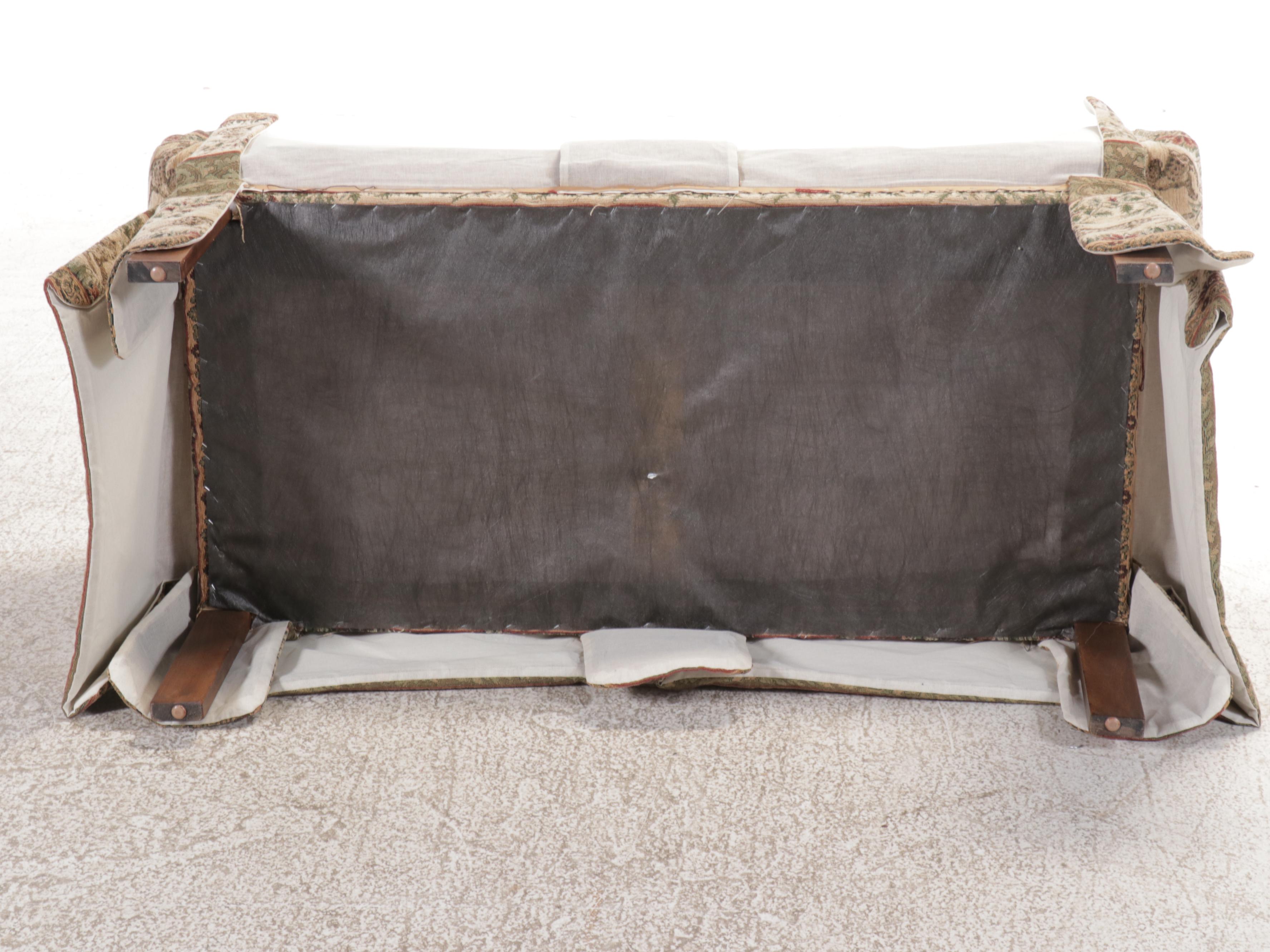 Woven Fabric Upholstered Roll Arm Bed Bench
