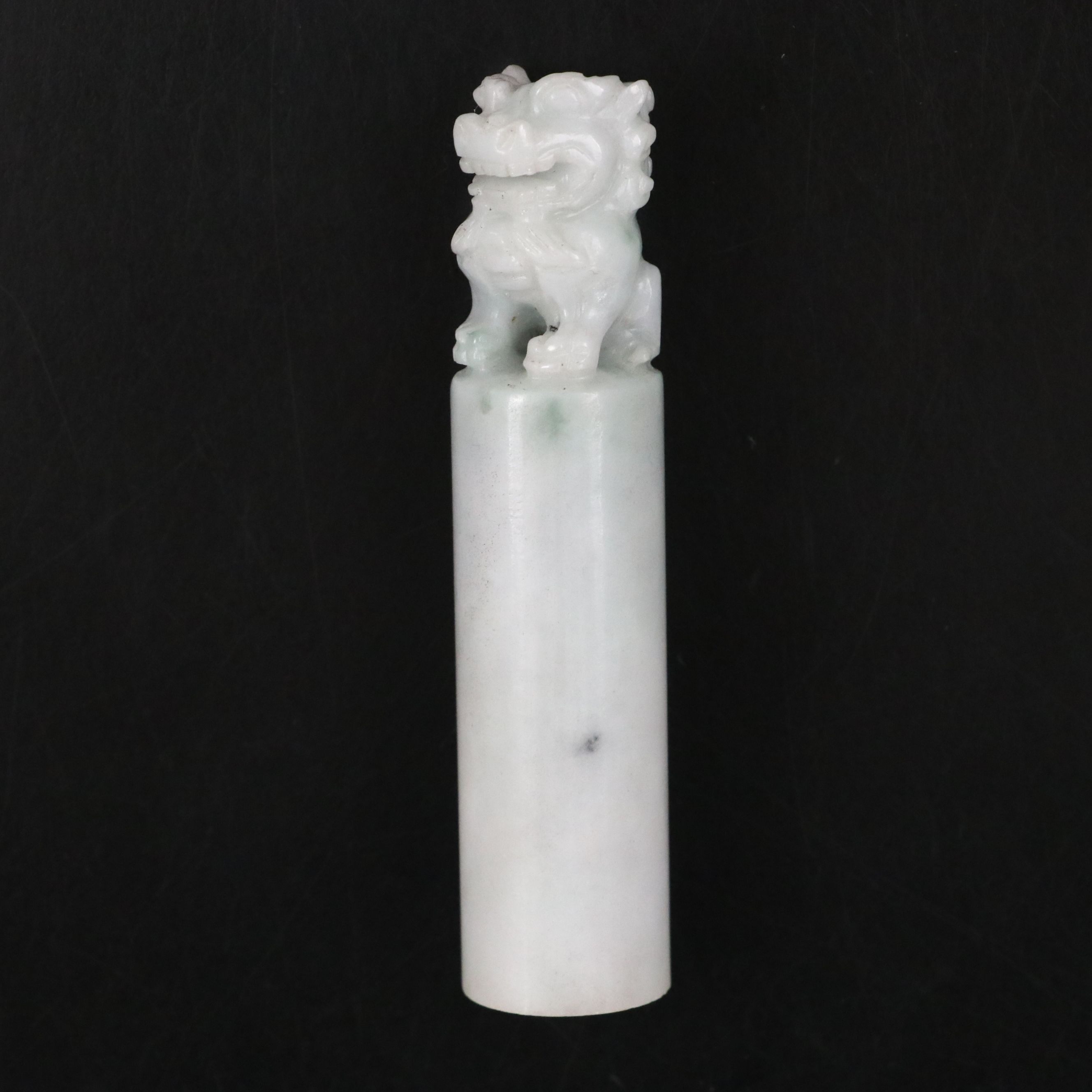 Chinese Carved Jadeite Guardian Lion Seal