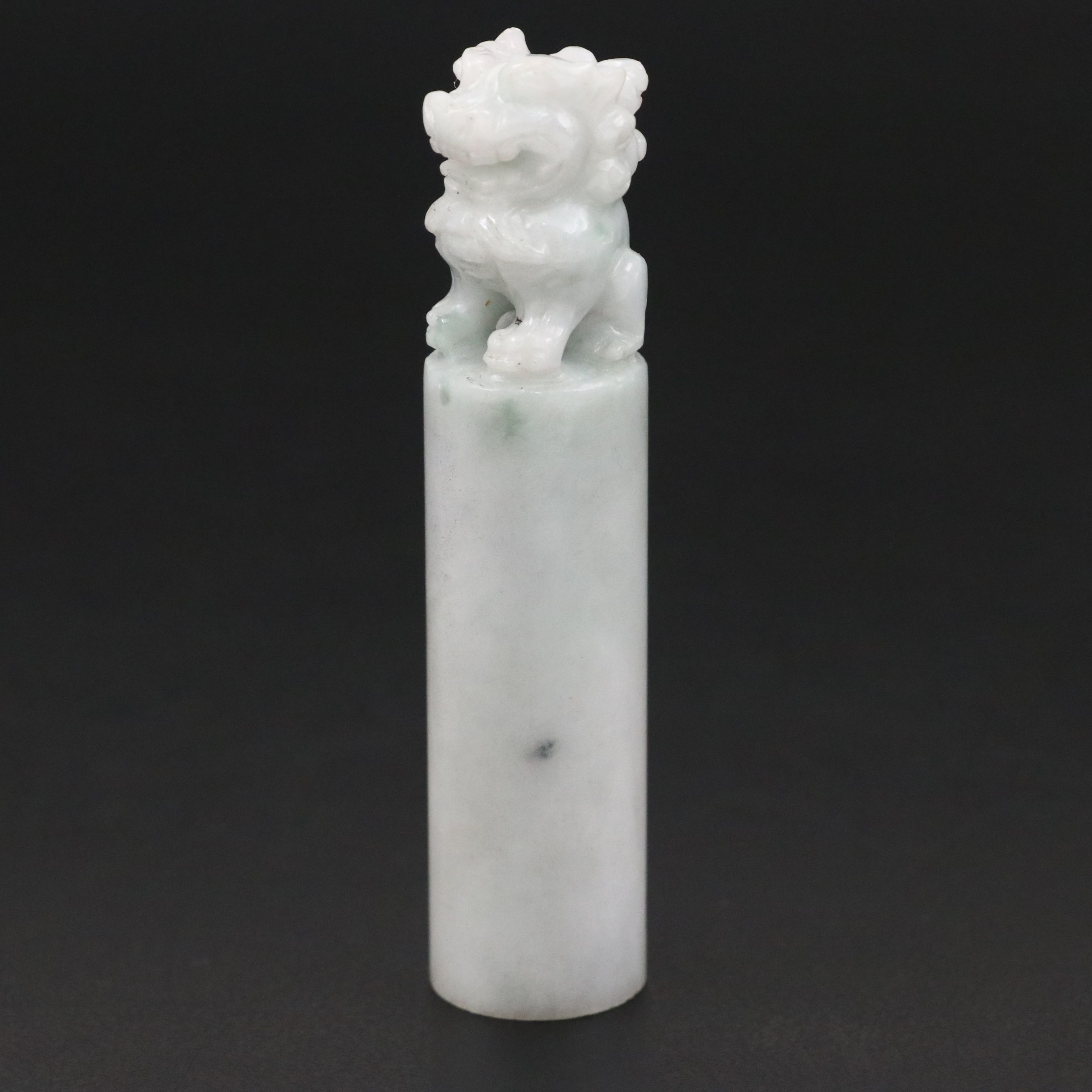 Chinese Carved Jadeite Guardian Lion Seal