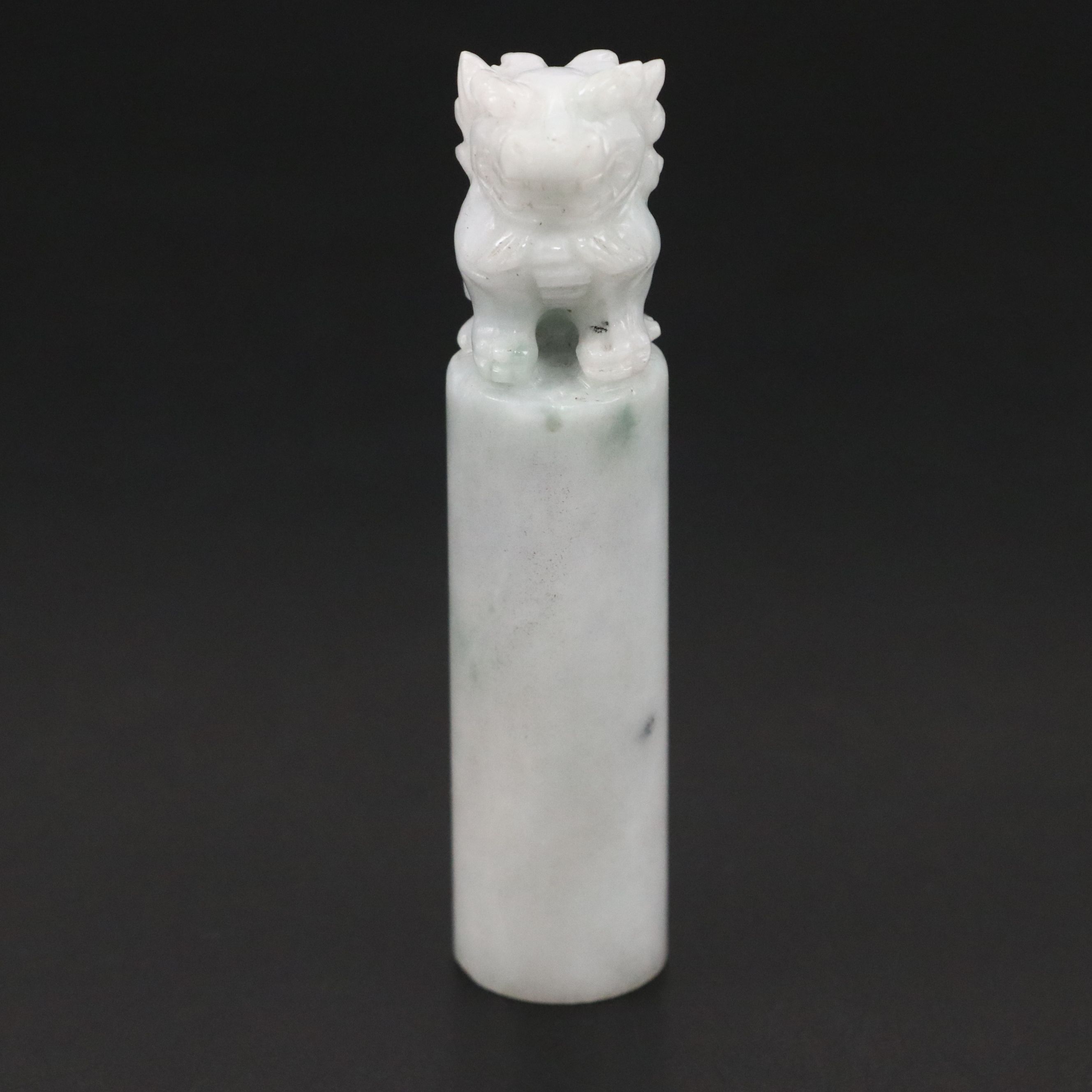 Chinese Carved Jadeite Guardian Lion Seal