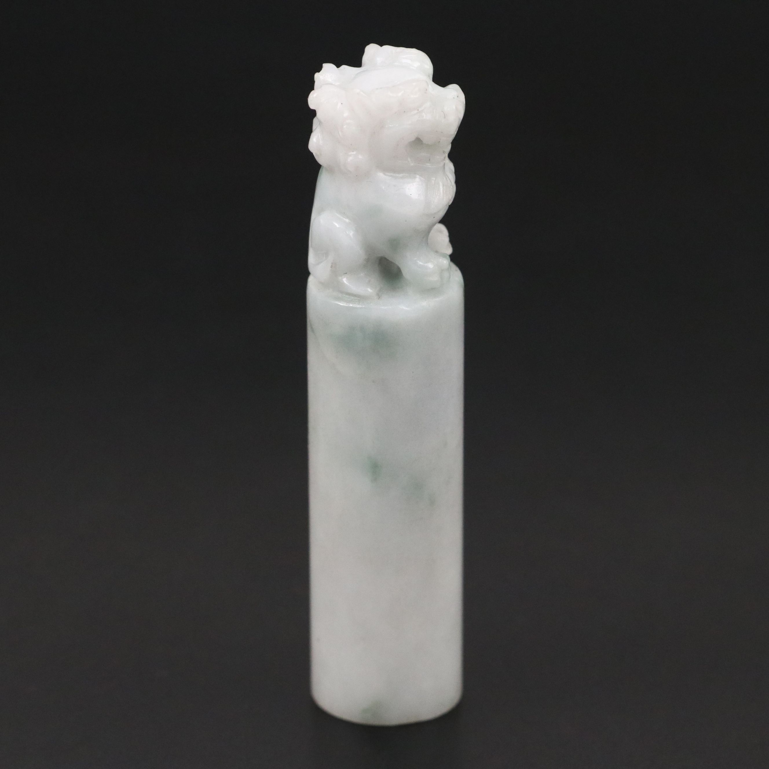 Chinese Carved Jadeite Guardian Lion Seal