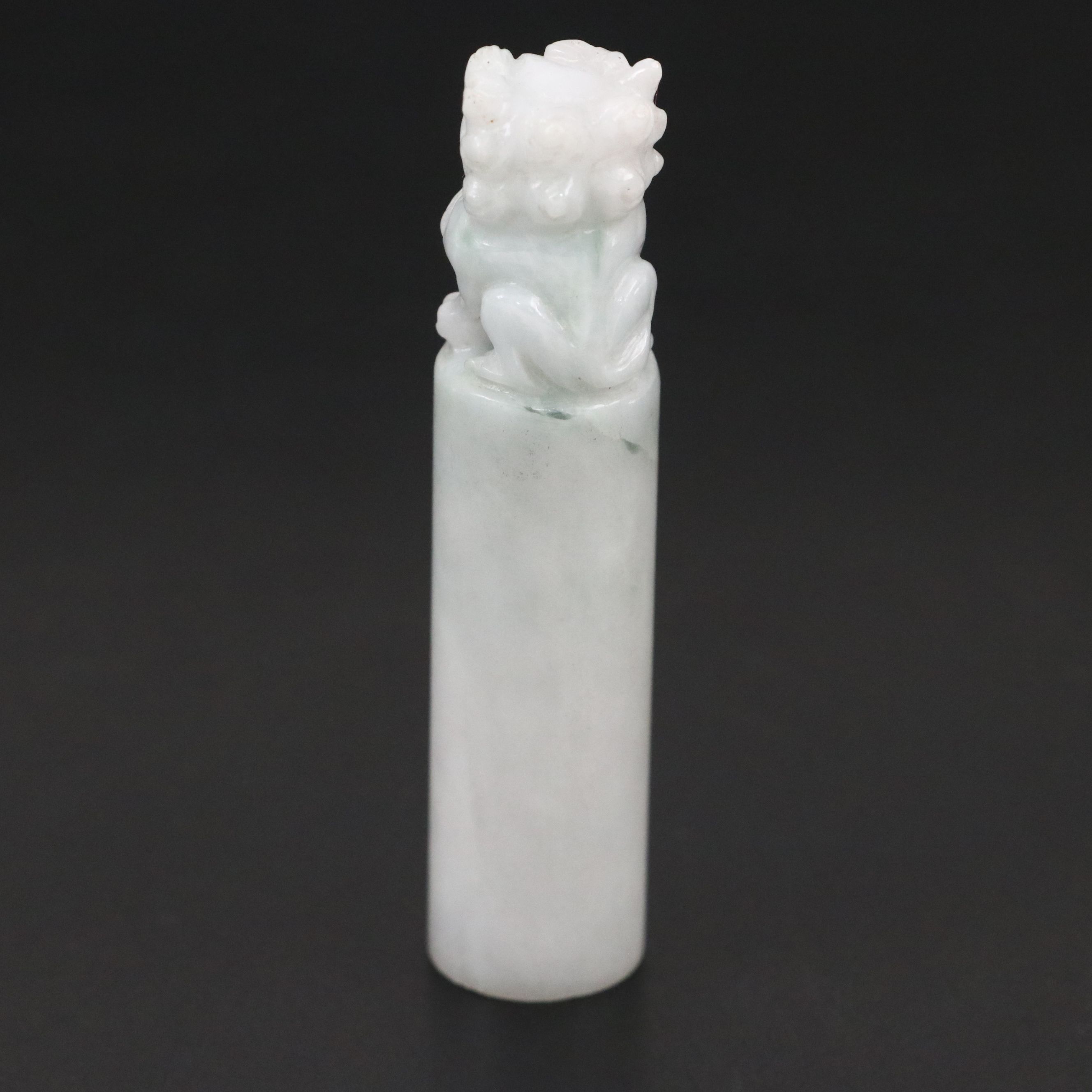 Chinese Carved Jadeite Guardian Lion Seal