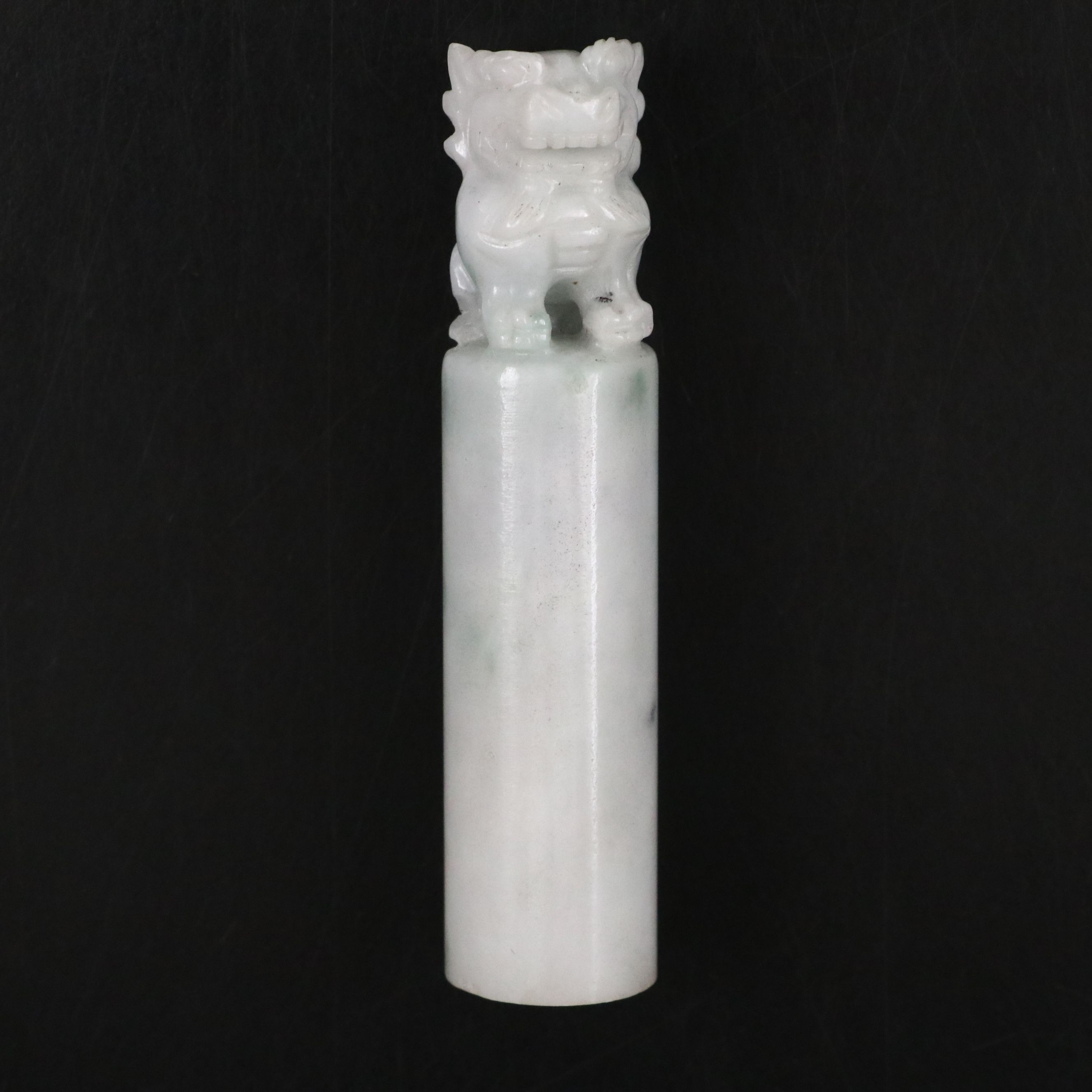 Chinese Carved Jadeite Guardian Lion Seal