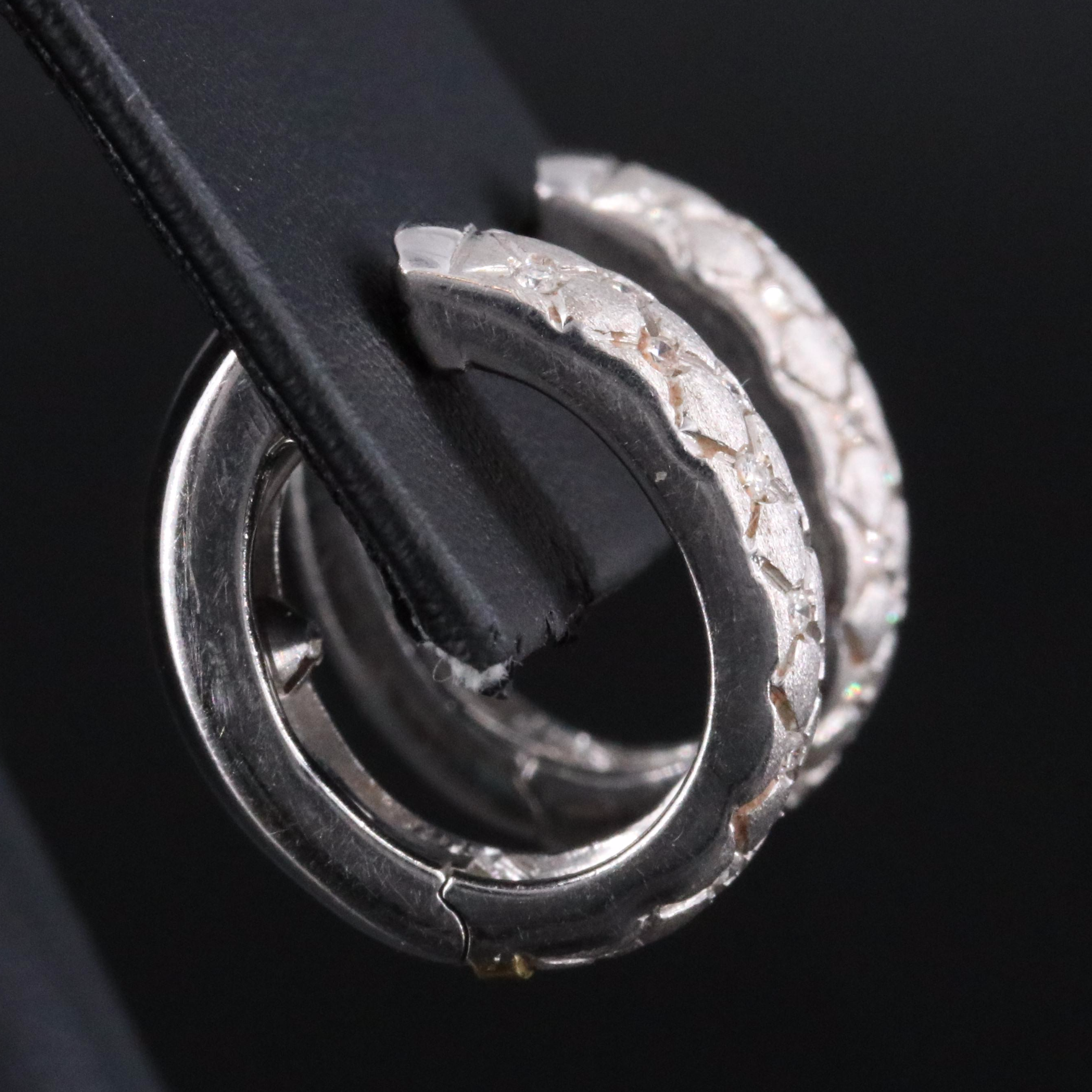 18K 0.50 CTW Diamond Quilt Textured Oval Hoop Earrings