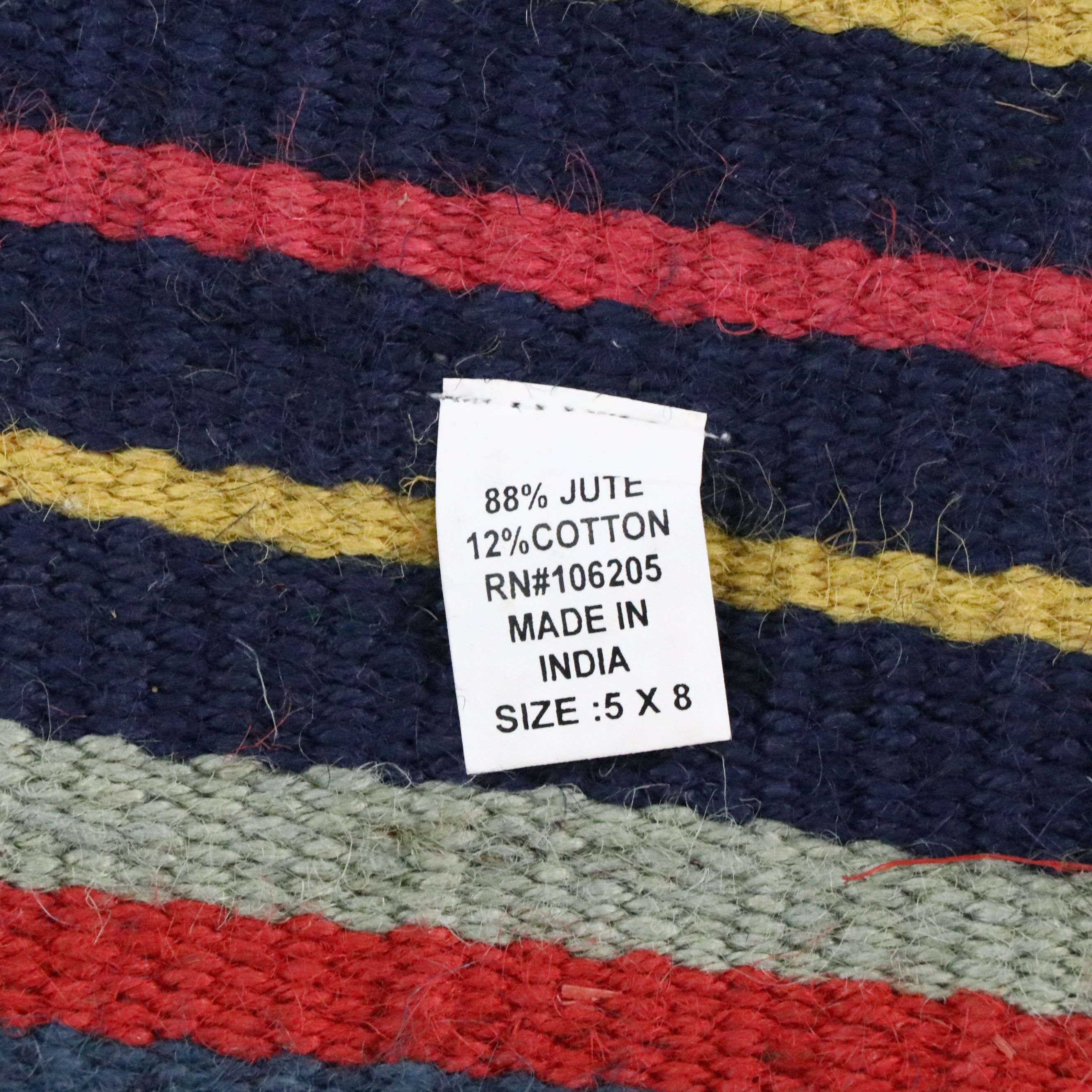 5'2 x 8'1 Handwoven Indian Dhurrie Jute and Cotton Area Rug