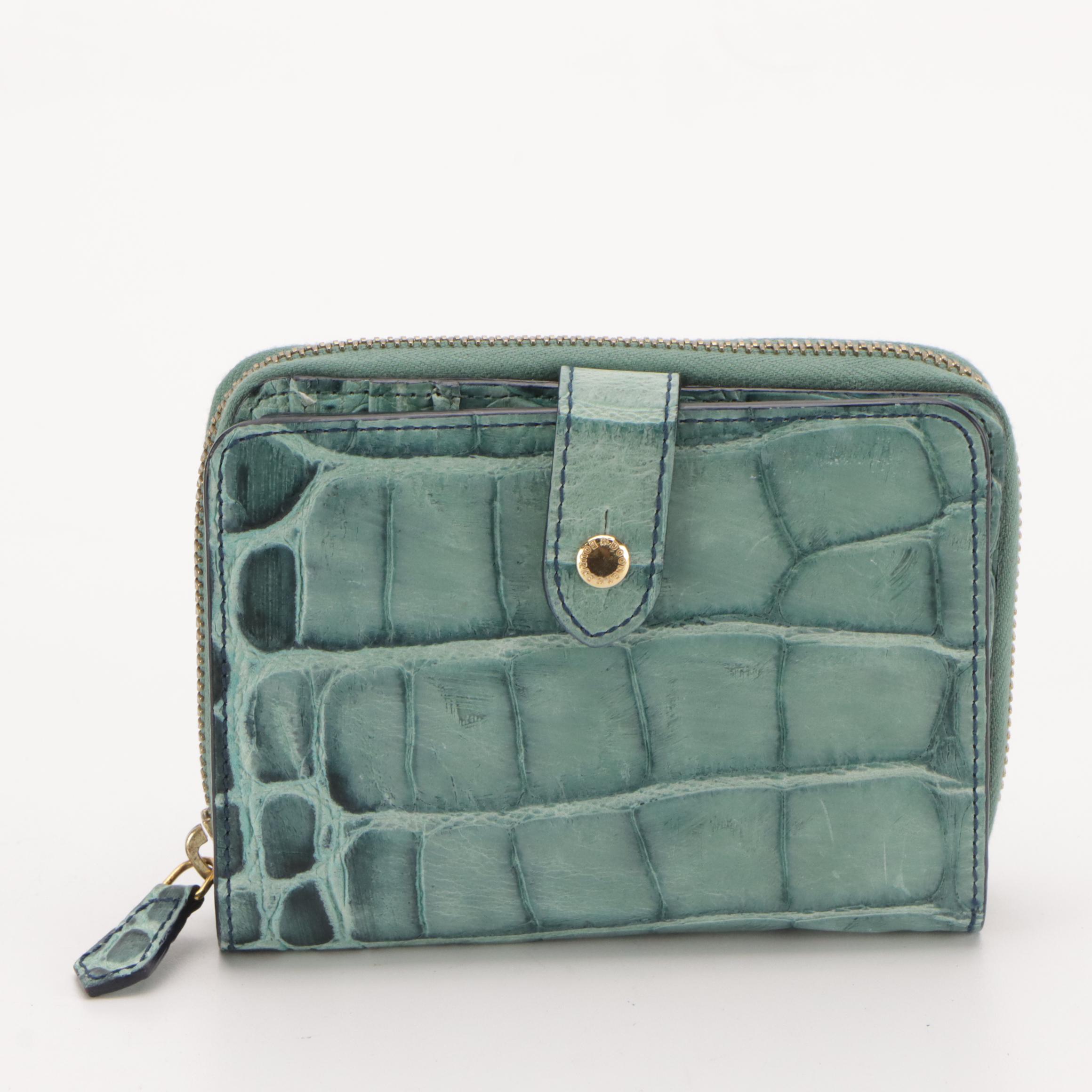 Saks Fifth Avenue Red Glossy Croc Embossed Shoulder Bag & Dooney & Bourke Wallet