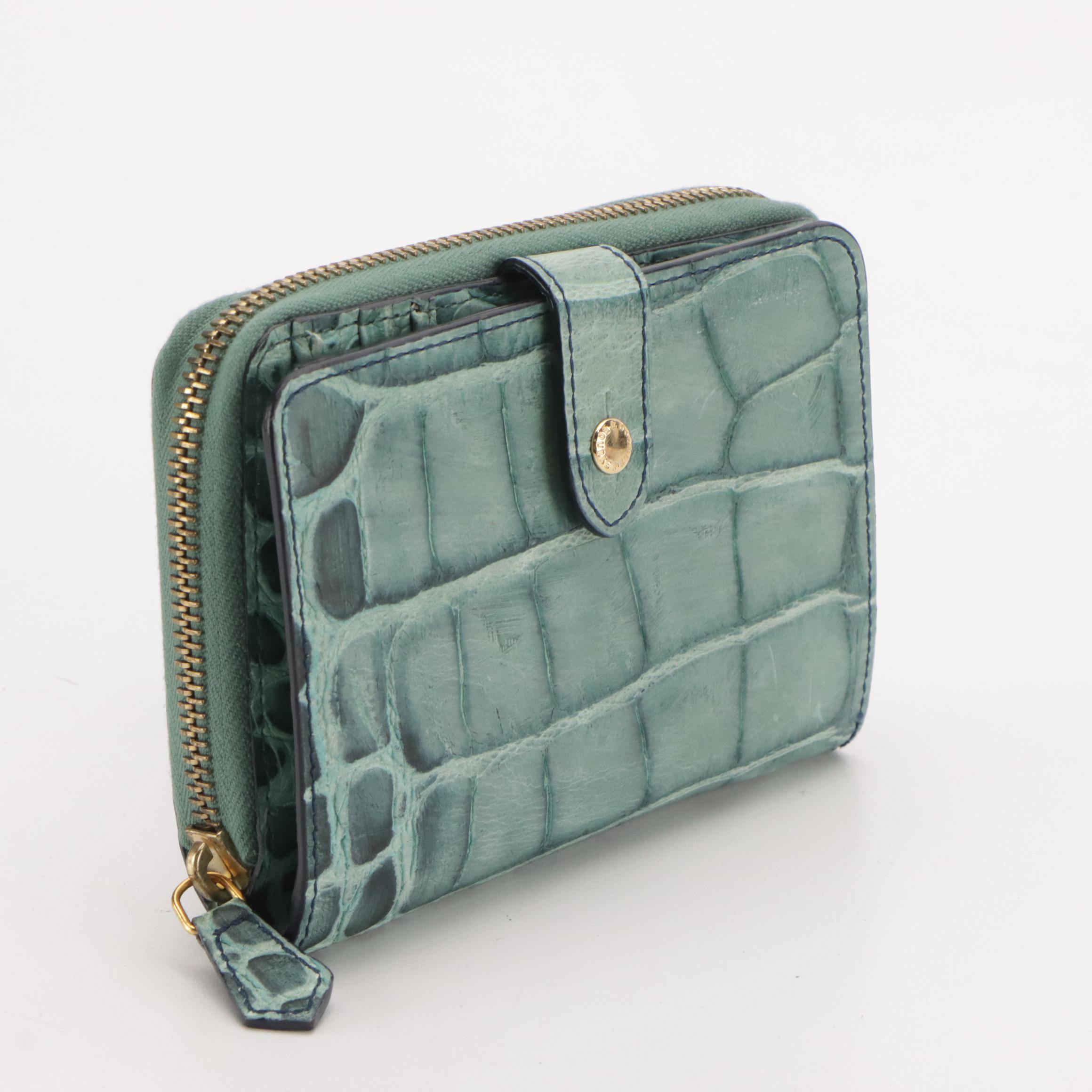 Saks Fifth Avenue Red Glossy Croc Embossed Shoulder Bag & Dooney & Bourke Wallet