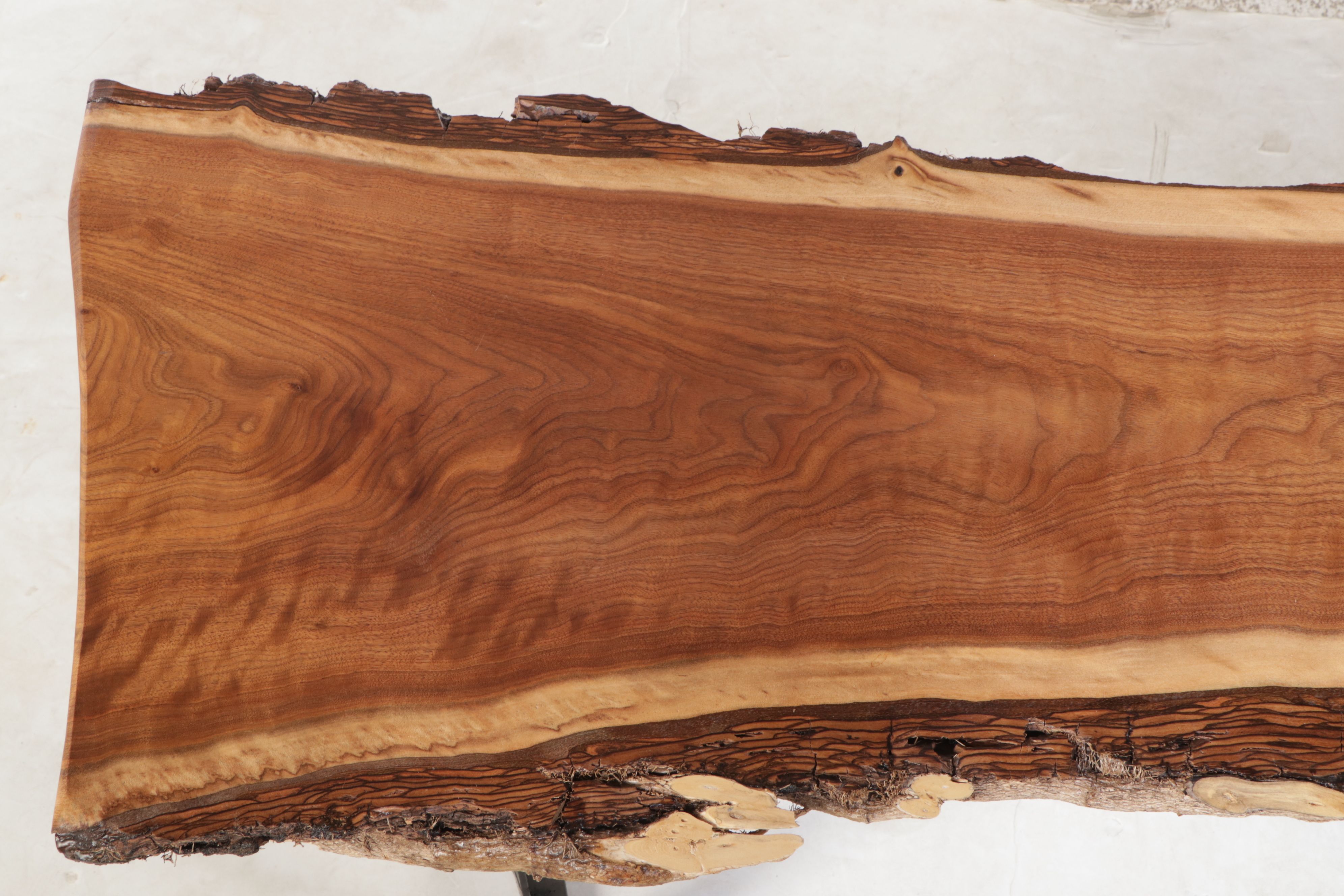 Industrial Style Live Edge Walnut Slab and Metal Console Table