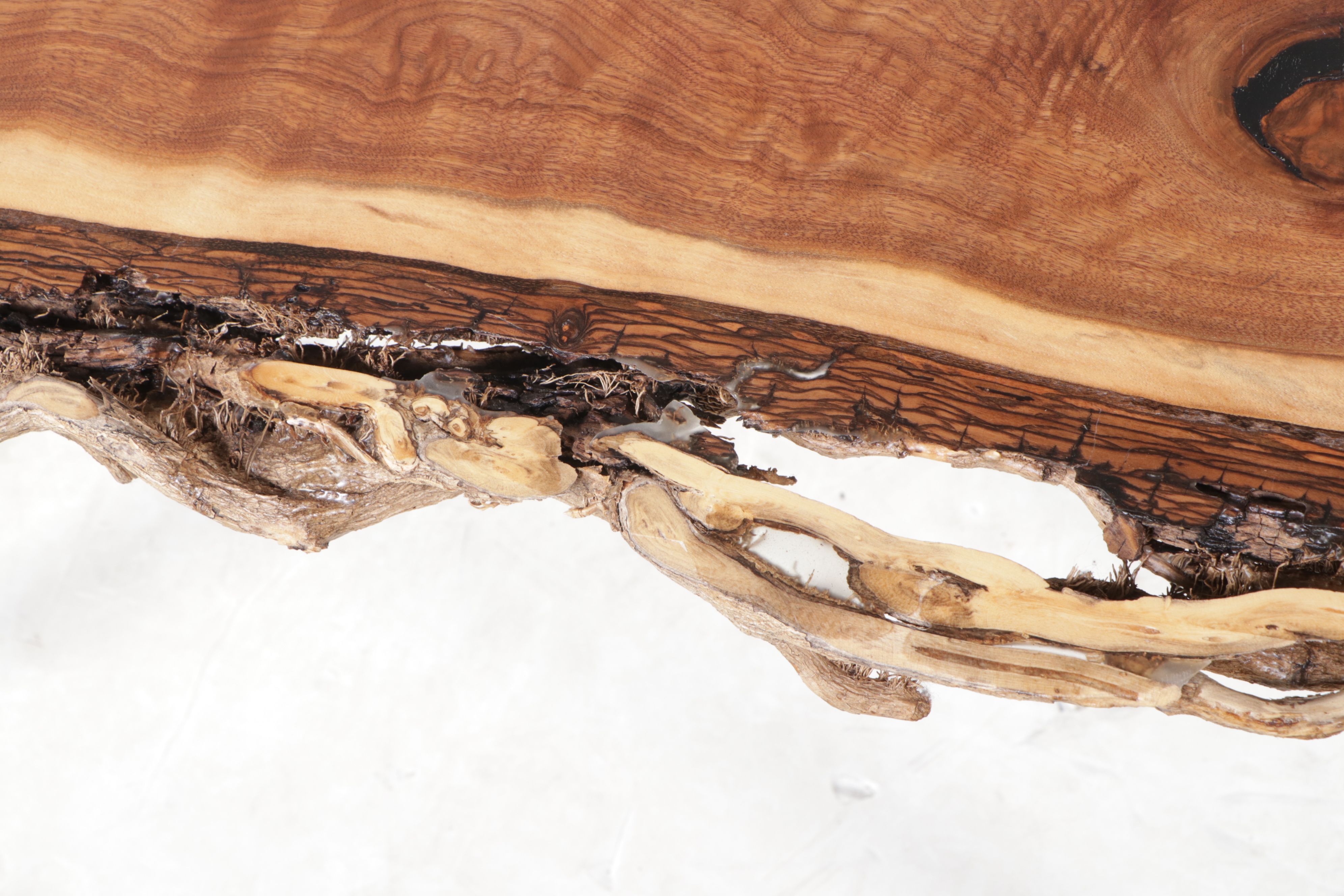 Industrial Style Live Edge Walnut Slab and Metal Console Table