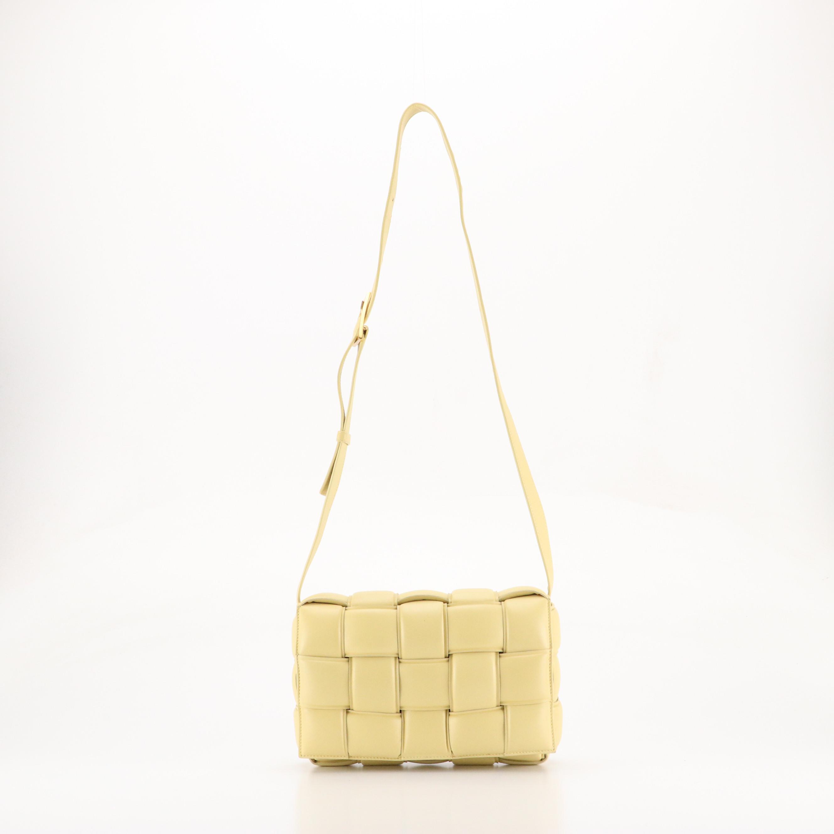 Bottega Veneta Classic Padded Cassette Bag in Pastel Yellow Intrecciato Lambskin