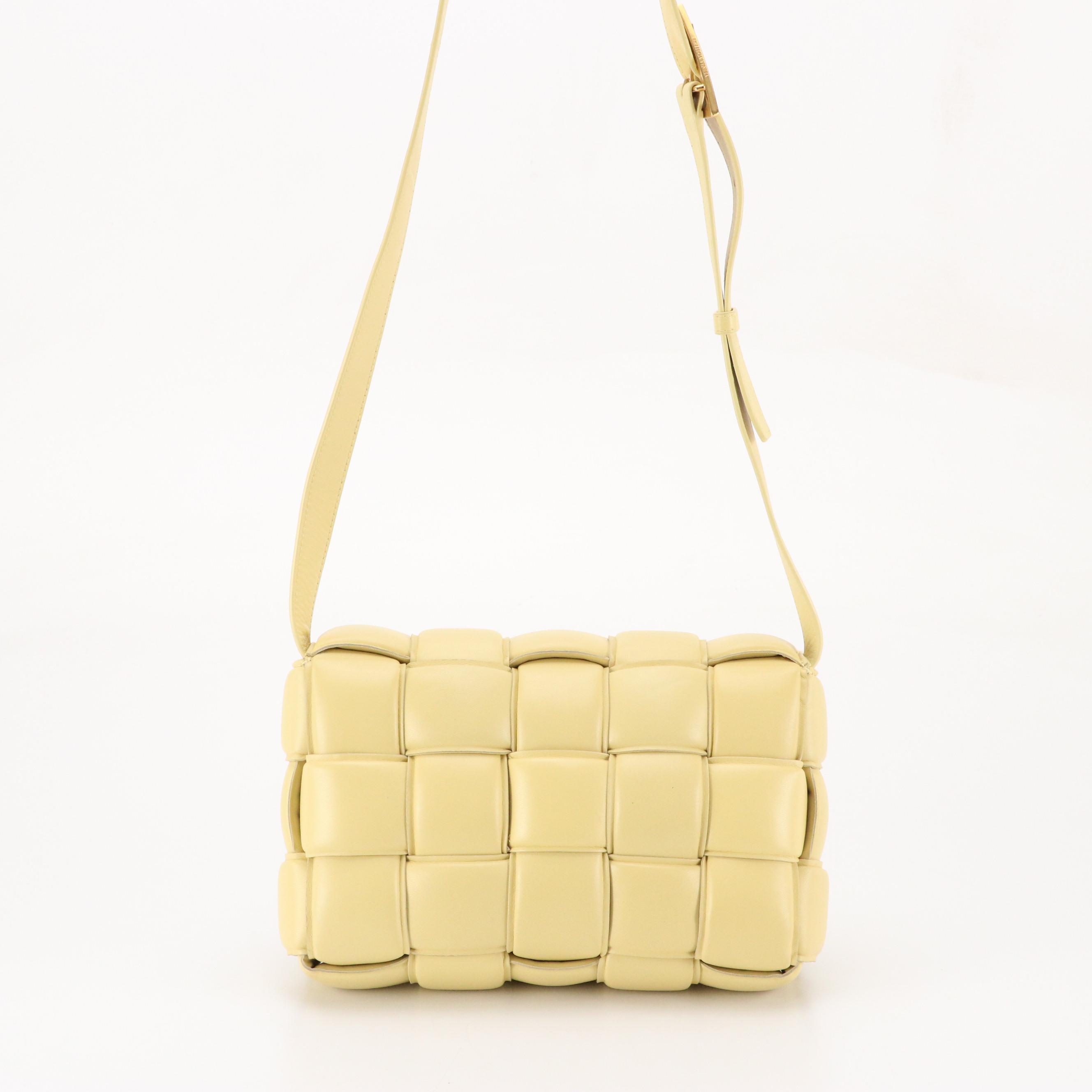 Bottega Veneta Classic Padded Cassette Bag in Pastel Yellow Intrecciato Lambskin