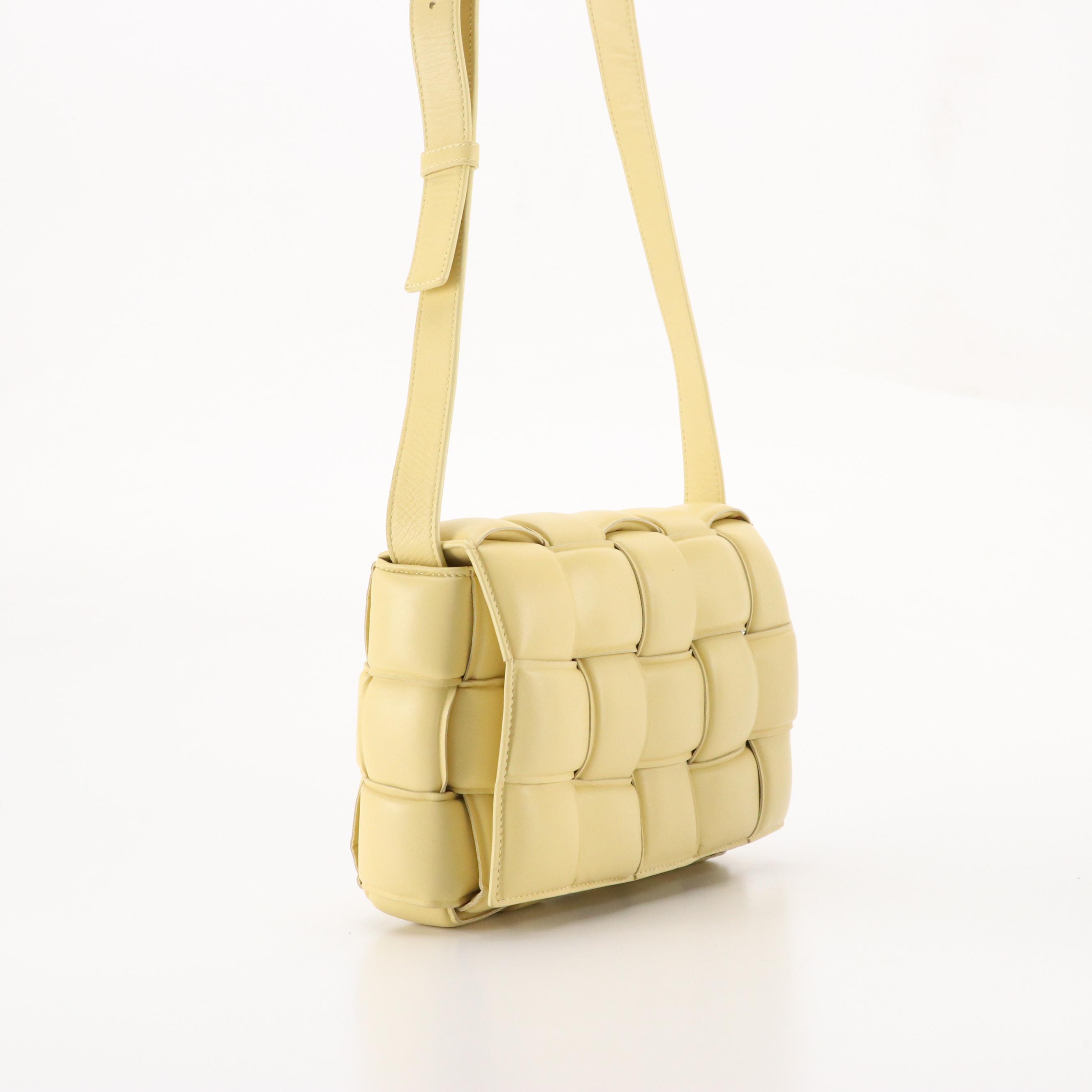 Bottega Veneta Classic Padded Cassette Bag in Pastel Yellow Intrecciato Lambskin