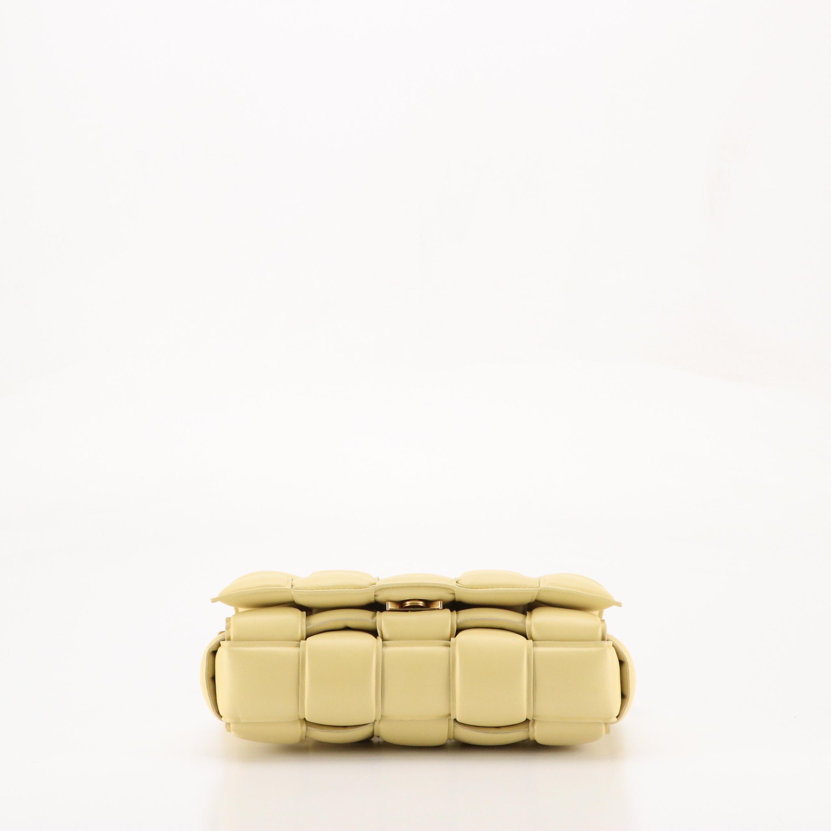 Bottega Veneta Classic Padded Cassette Bag in Pastel Yellow Intrecciato Lambskin