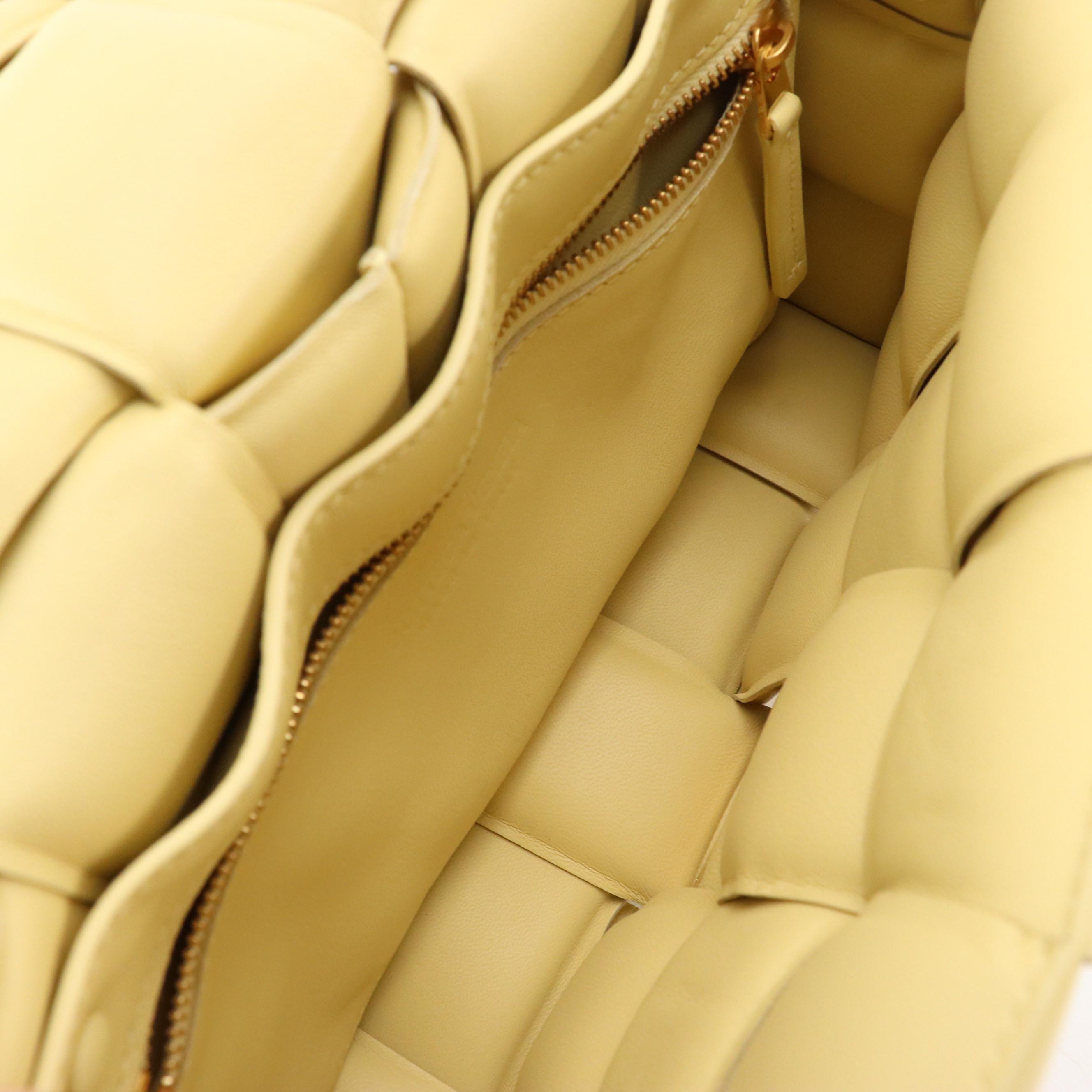 Bottega Veneta Classic Padded Cassette Bag in Pastel Yellow Intrecciato Lambskin
