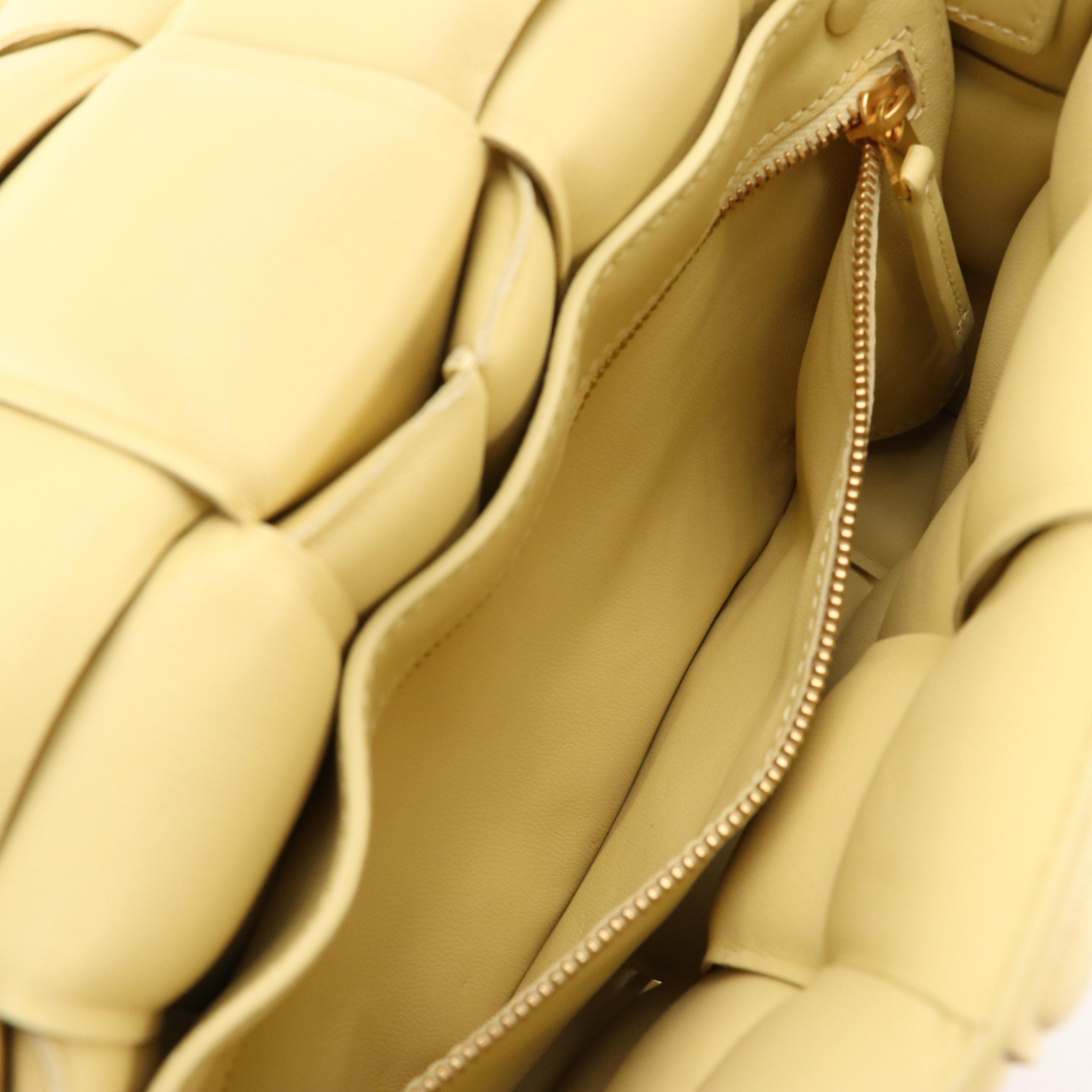 Bottega Veneta Classic Padded Cassette Bag in Pastel Yellow Intrecciato Lambskin