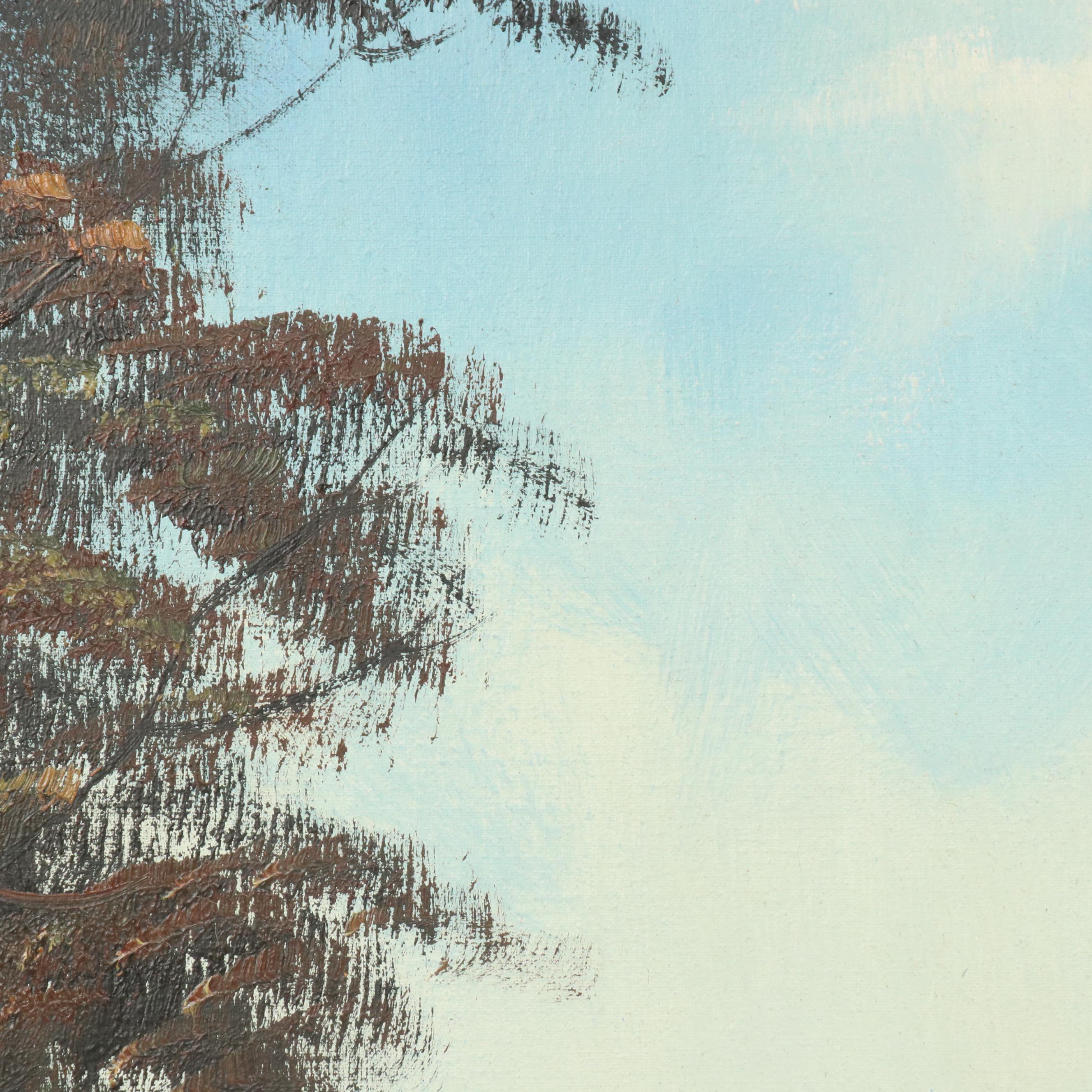 Mountain Landscape Oil Painting, Late 20th Century