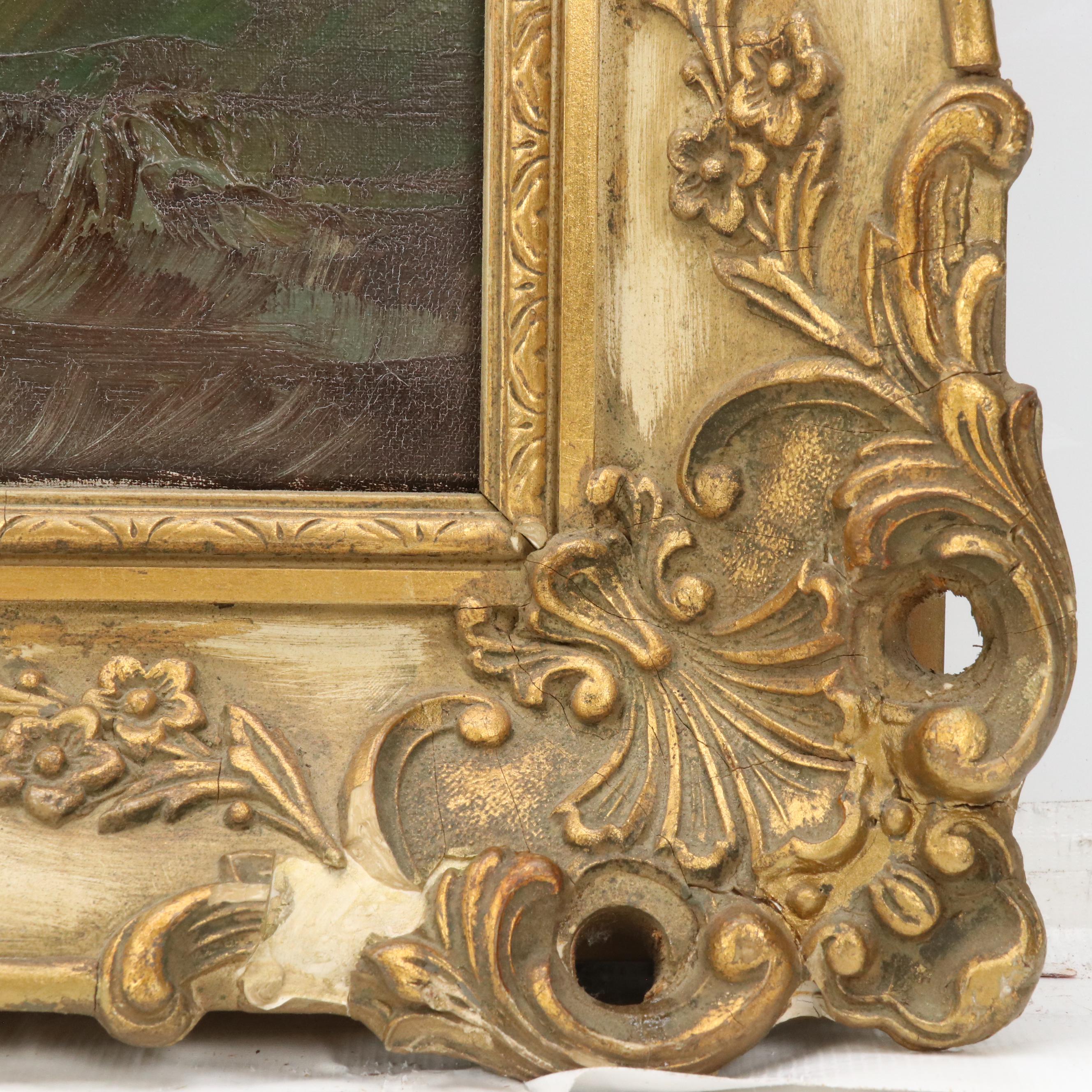 Mountain Landscape Oil Painting, Late 20th Century