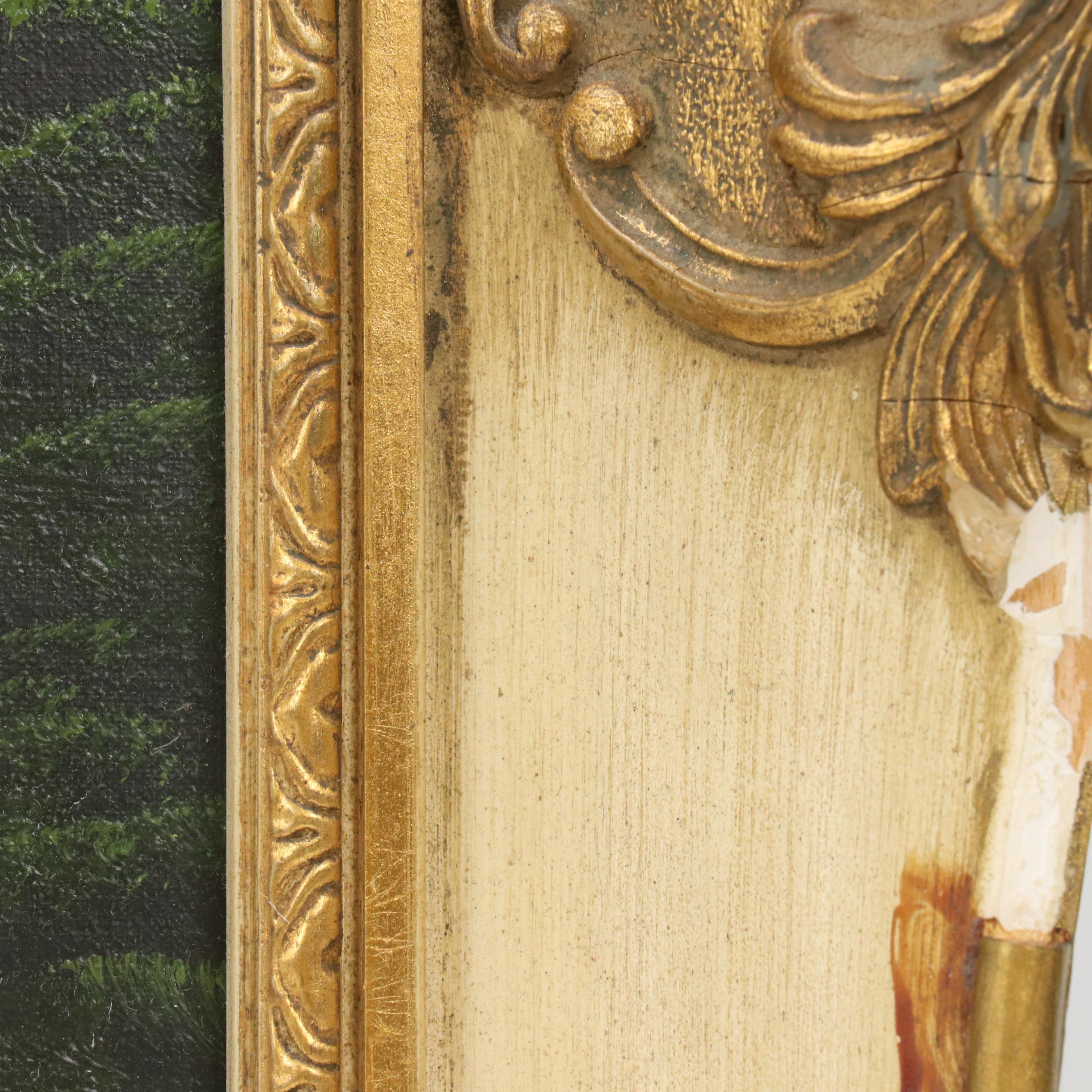 Mountain Landscape Oil Painting, Late 20th Century