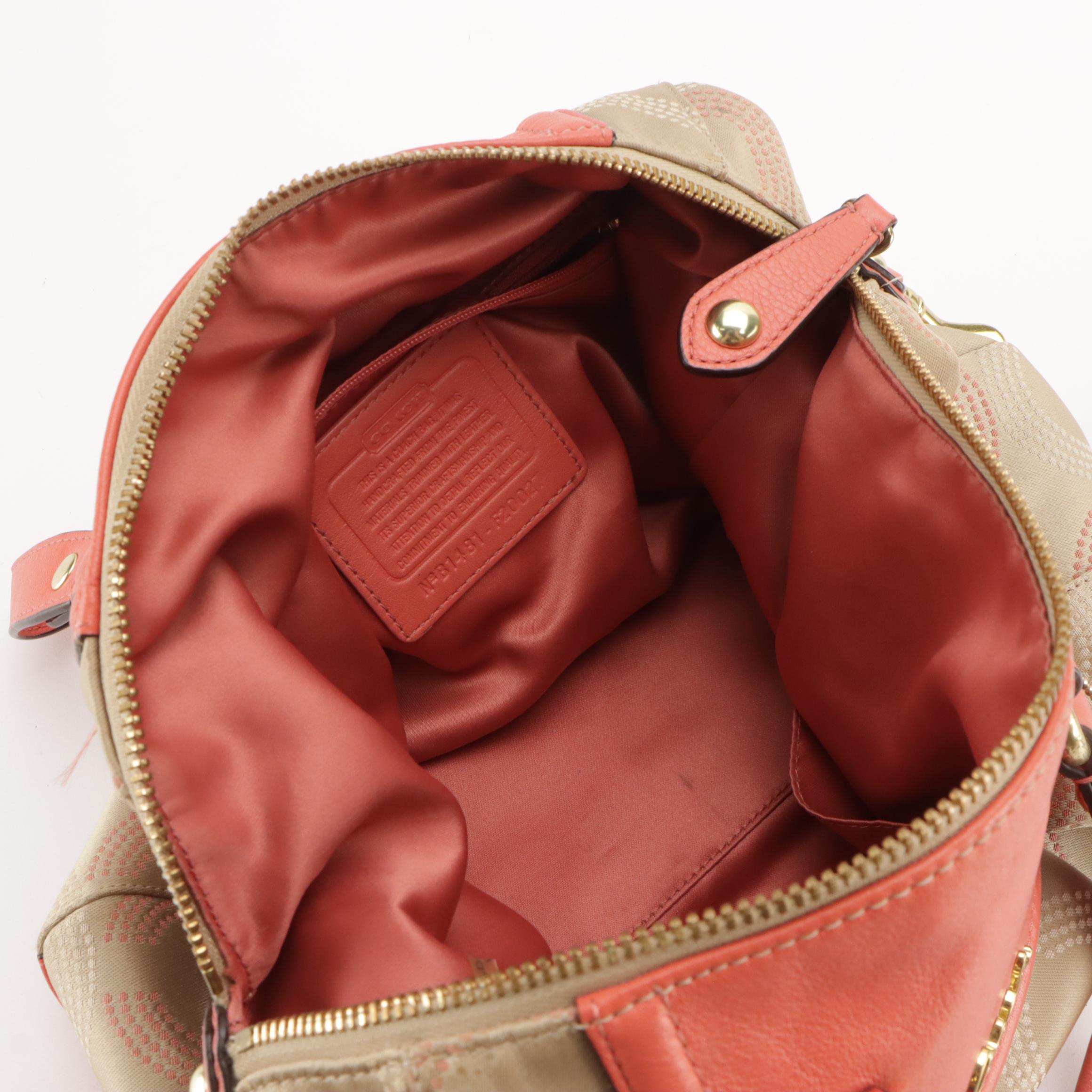 Coach Ashley Two-Way Satchels in Shimmery Leather and Signature Dotted C Canvas