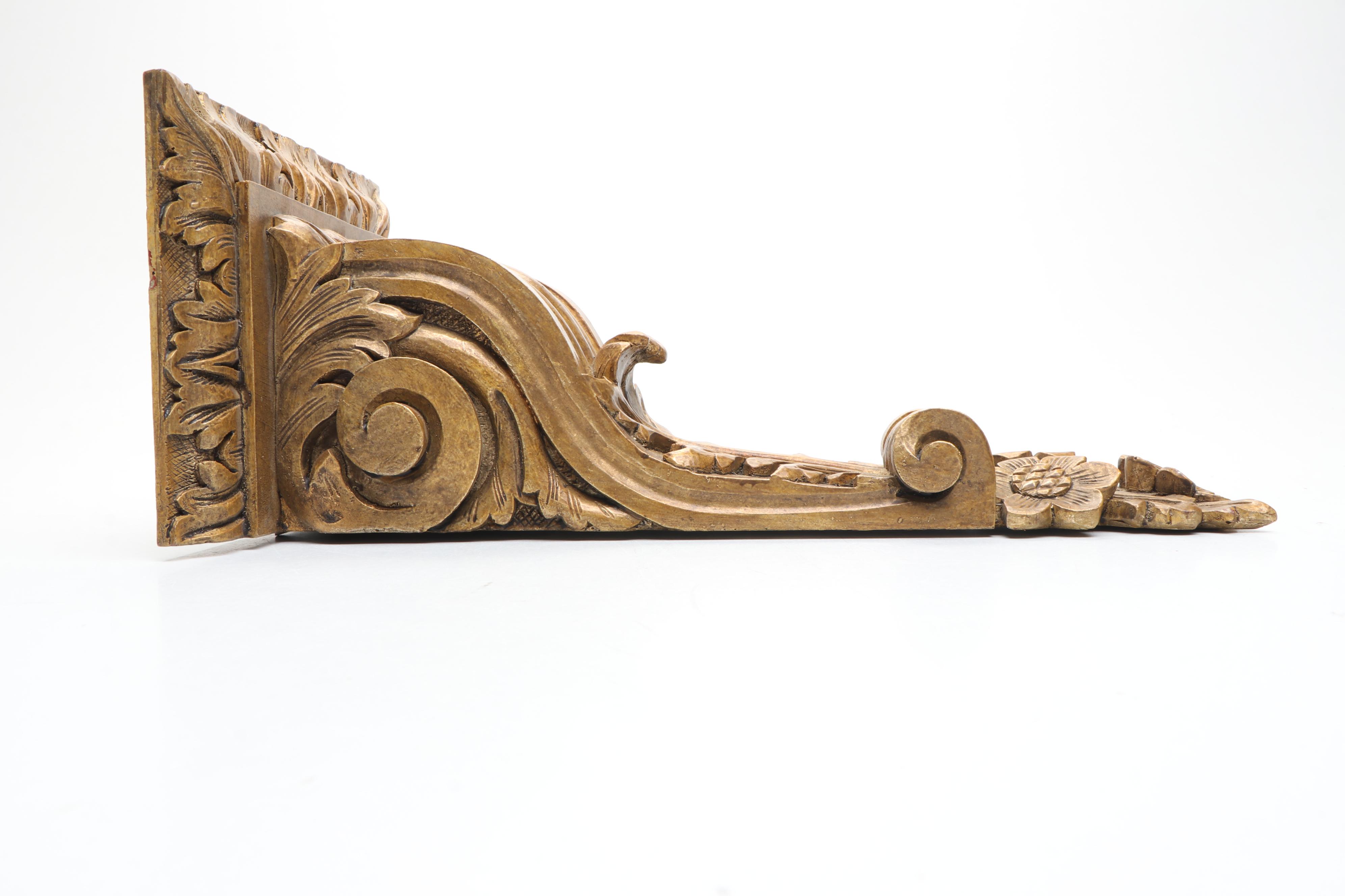 Pair of Classical Style Giltwood Corbel Shelves