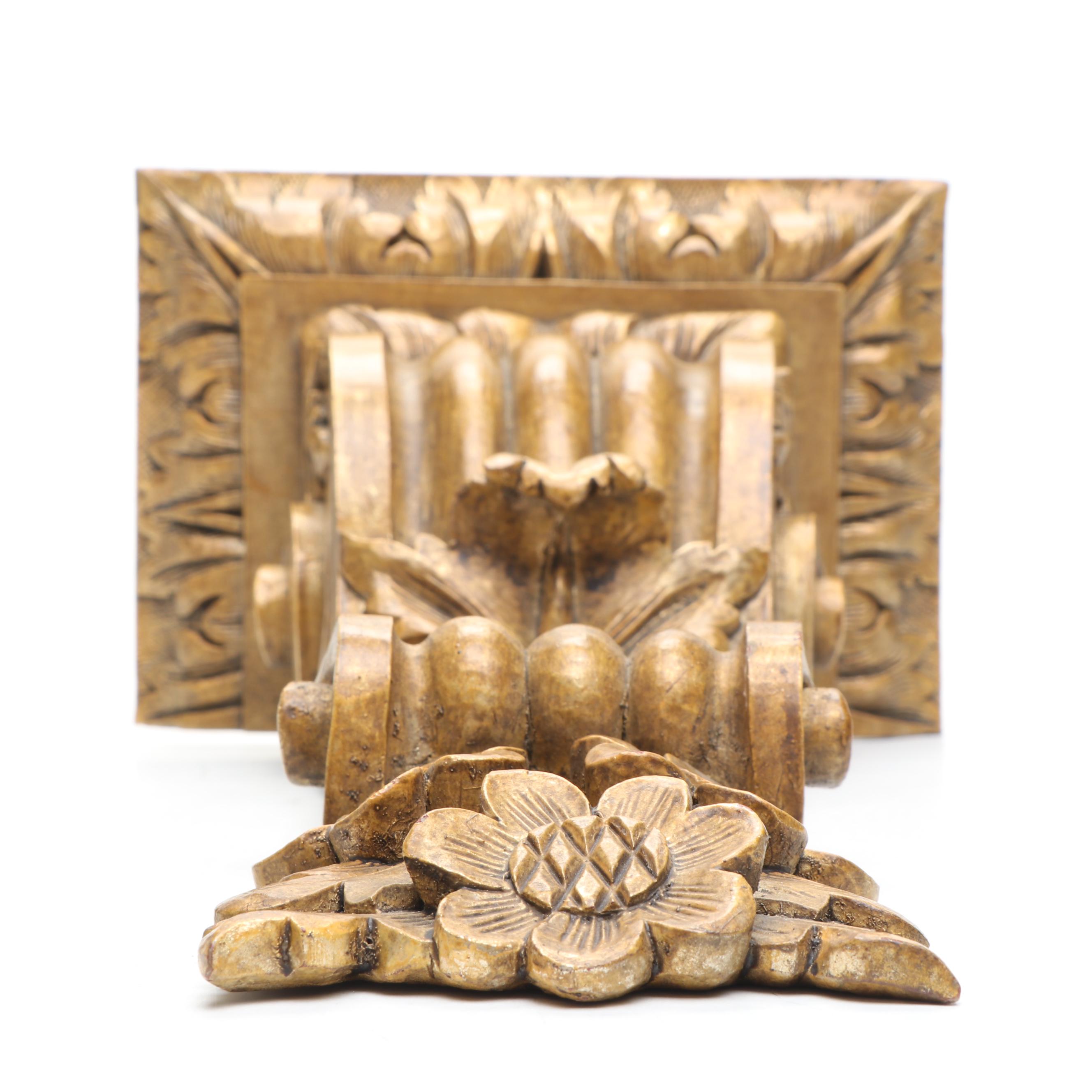 Pair of Classical Style Giltwood Corbel Shelves