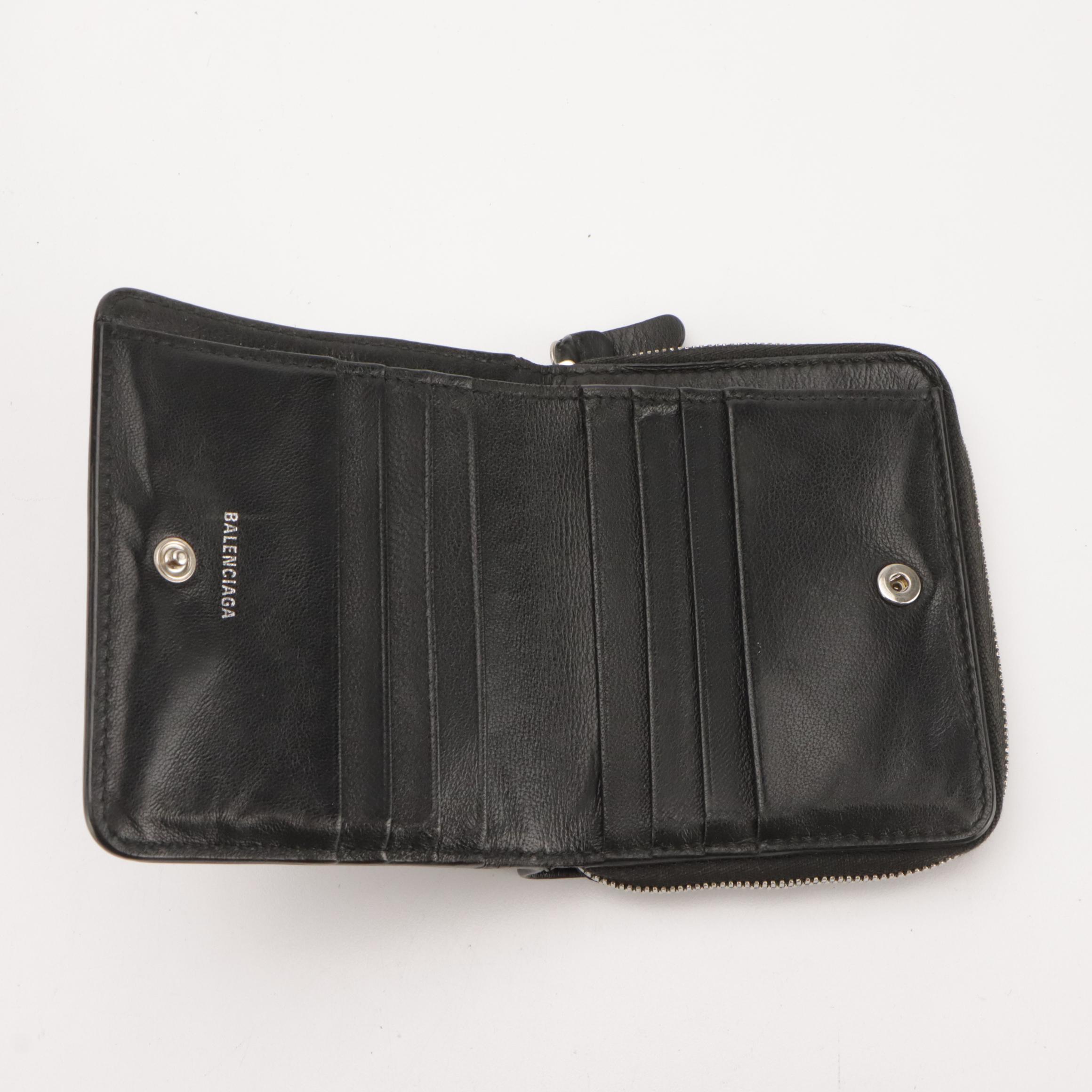 Balenciaga Leather Zip-Around Compact Wallet
