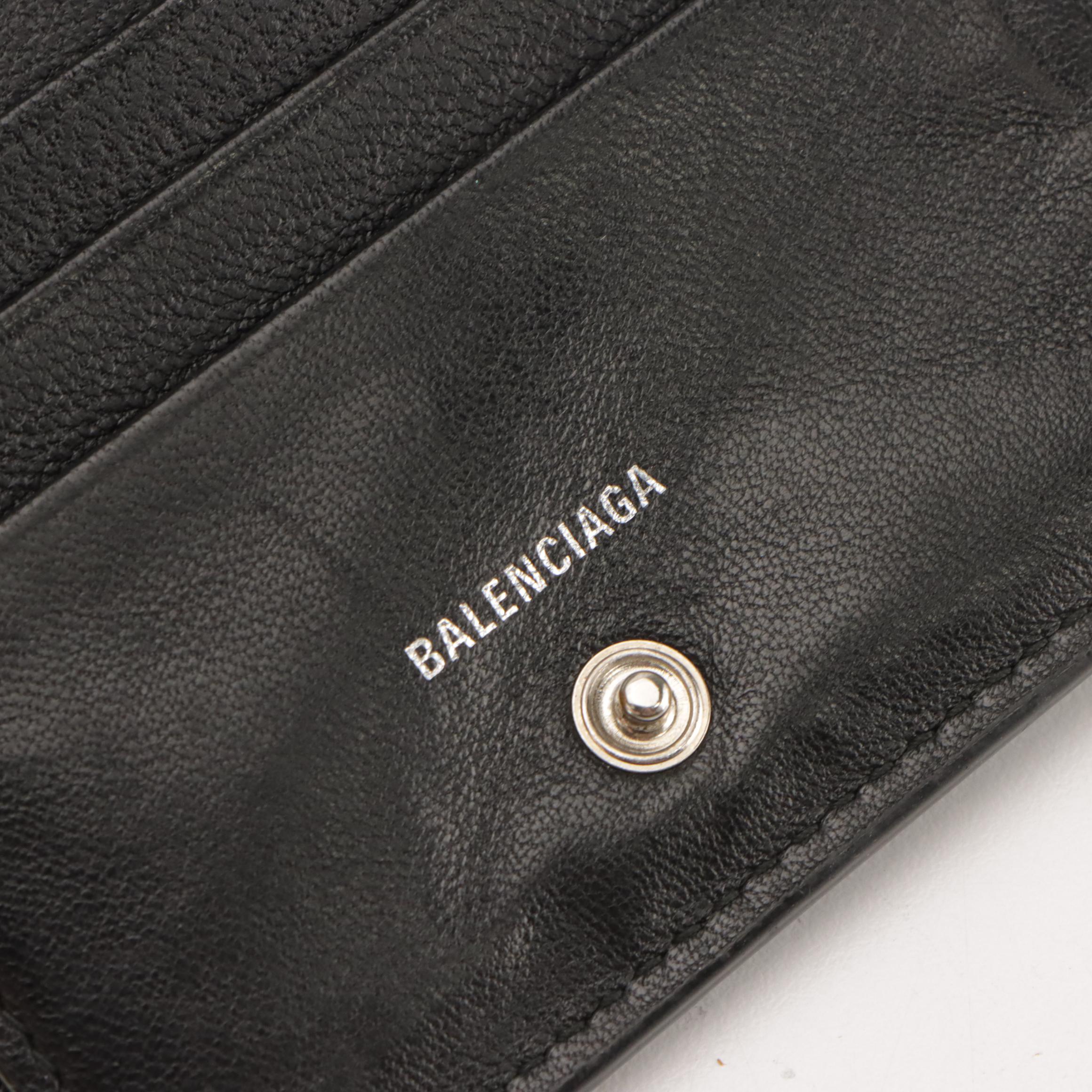 Balenciaga Leather Zip-Around Compact Wallet