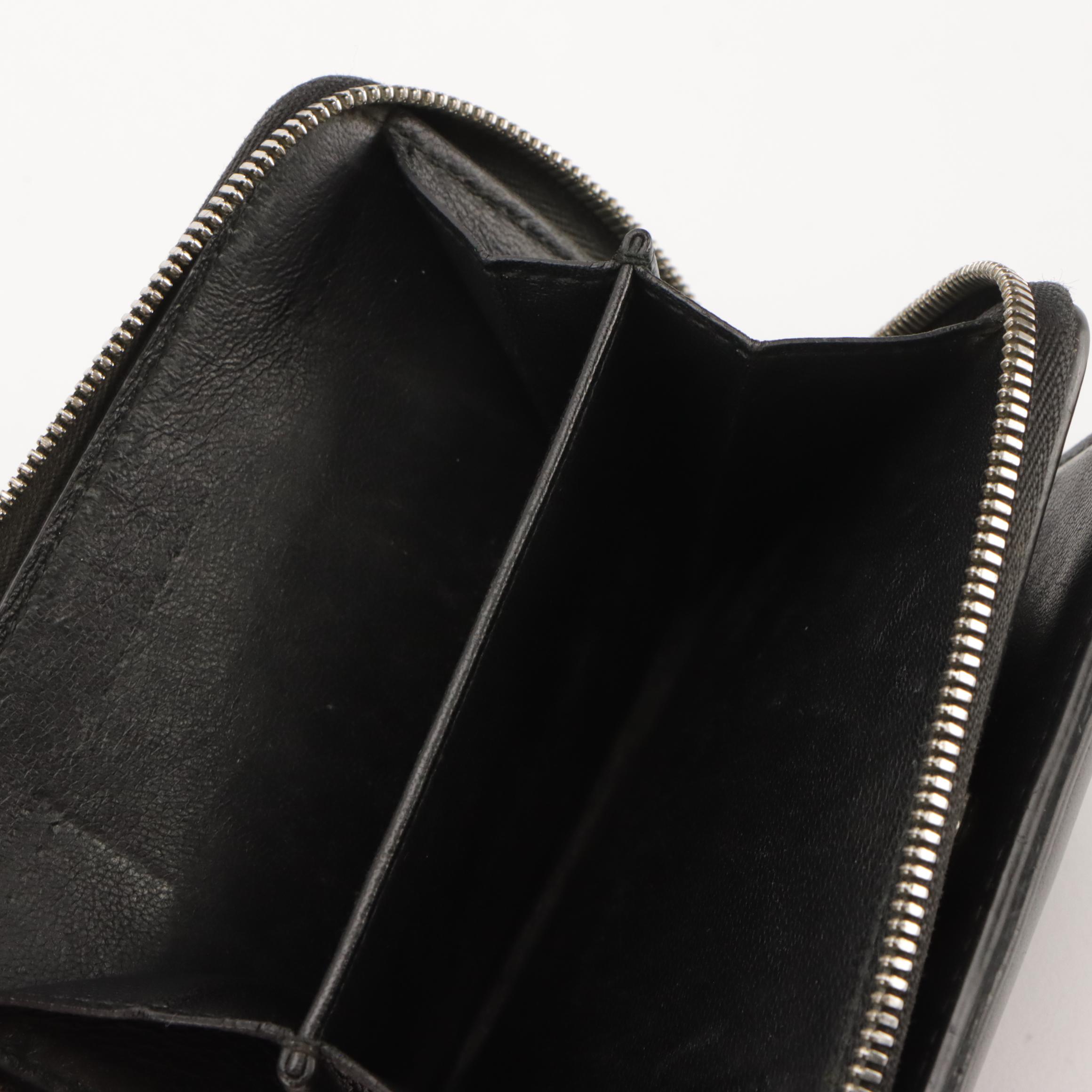 Balenciaga Leather Zip-Around Compact Wallet