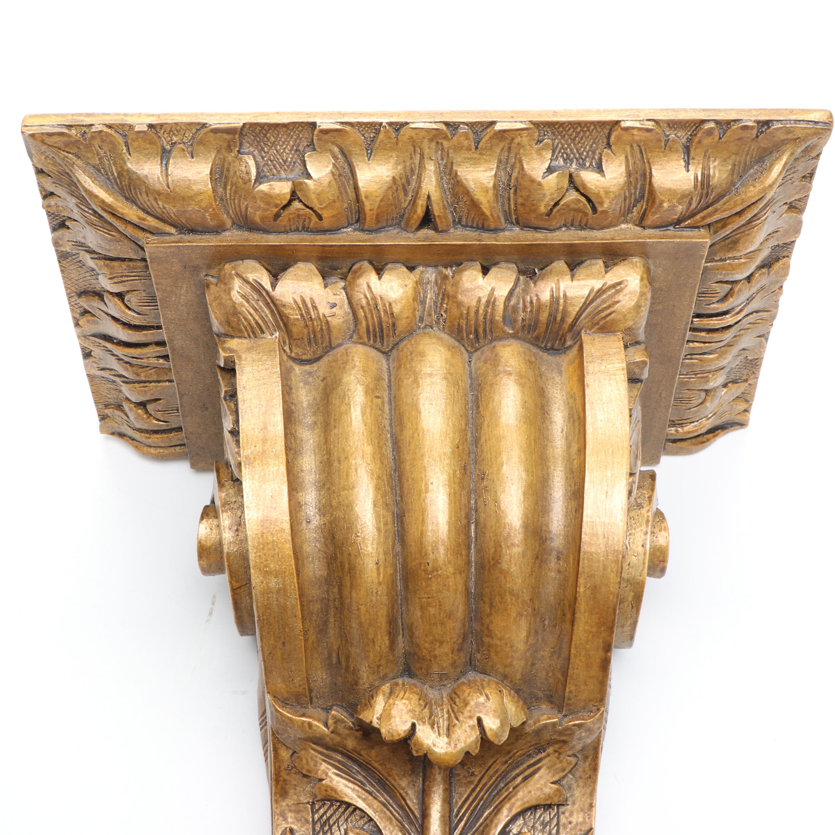 Pair of Classical Style Giltwood Corbel Shelves