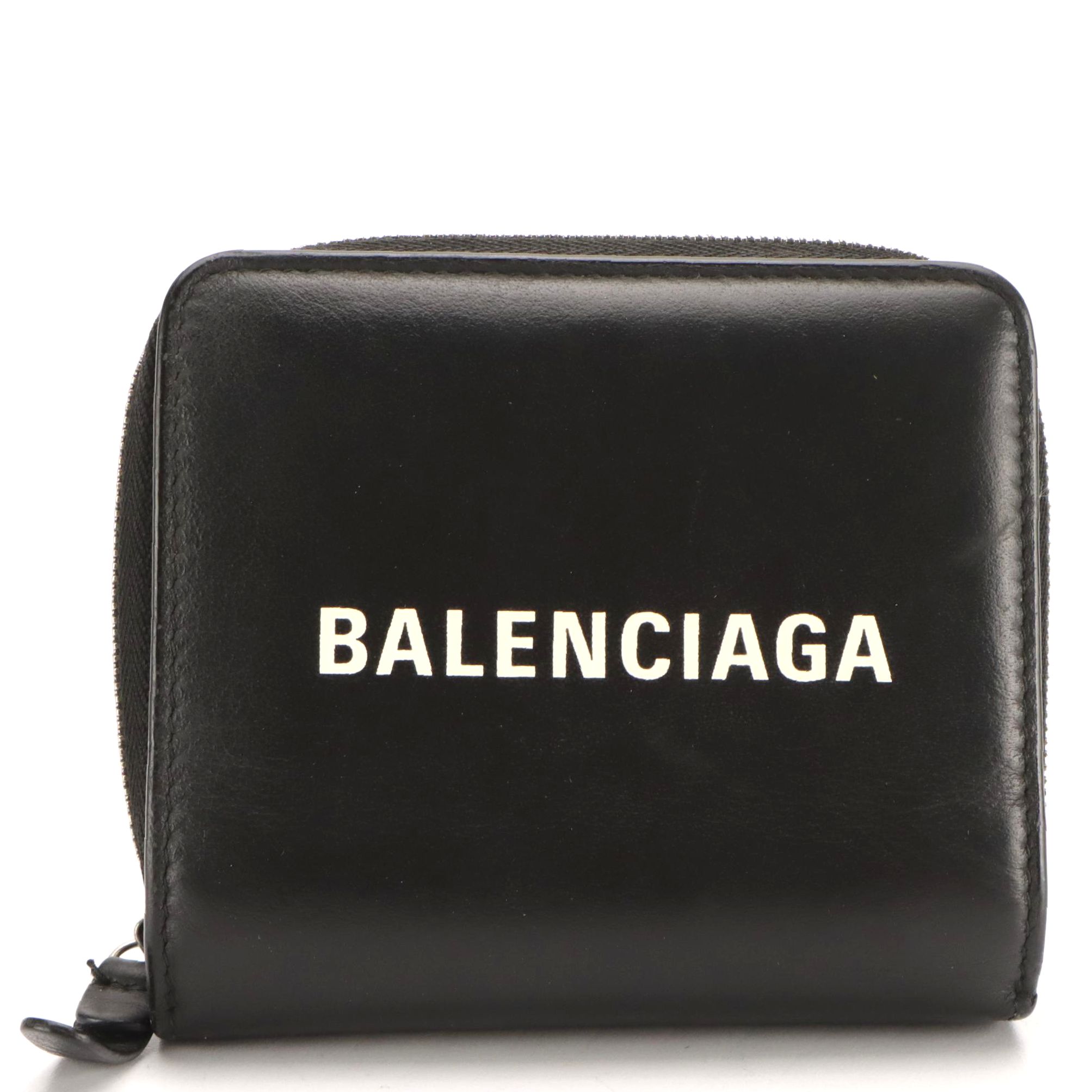 Balenciaga Leather Zip-Around Compact Wallet