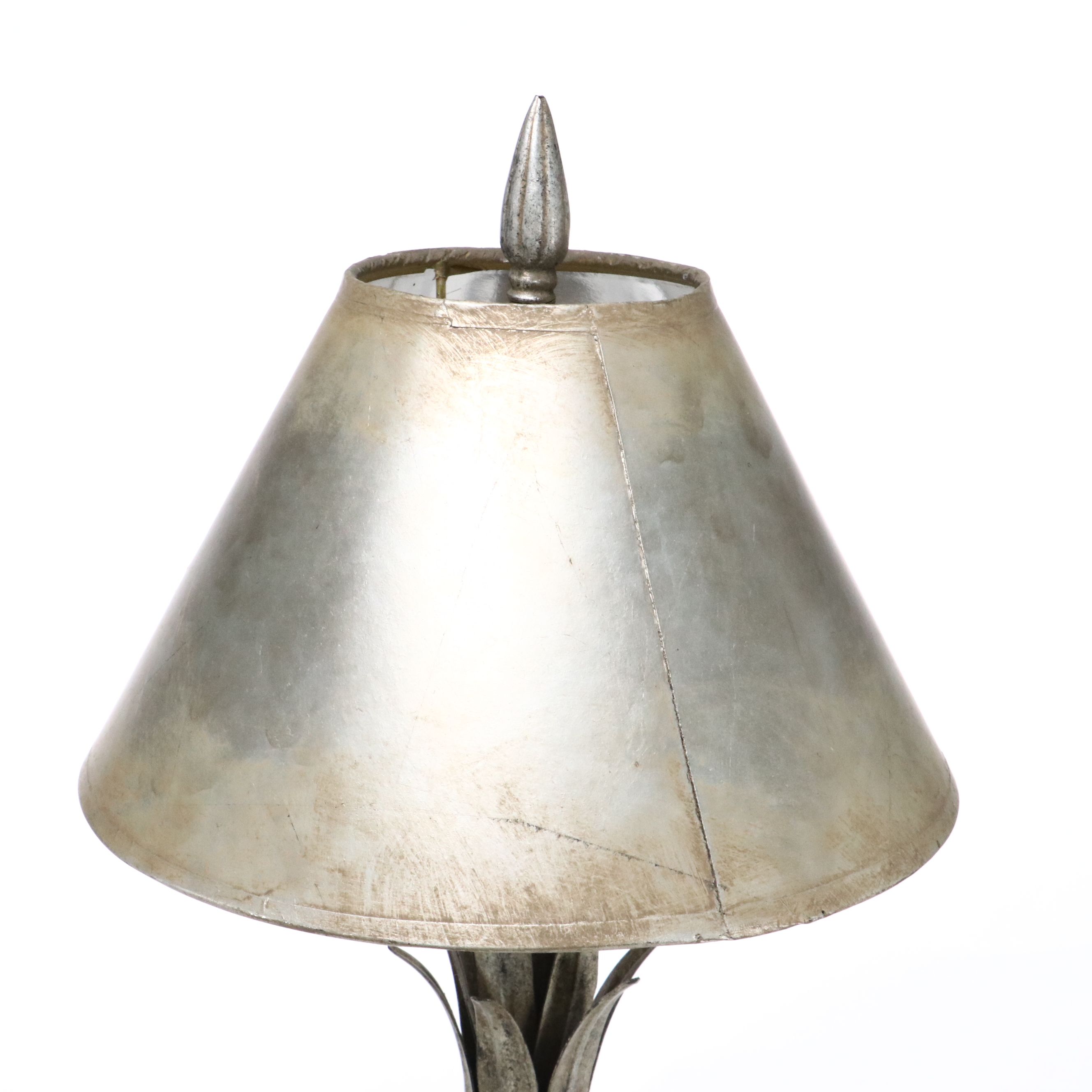 Bombay French Style Metal Bookends, Silver Console Lamp, Easel and Finial