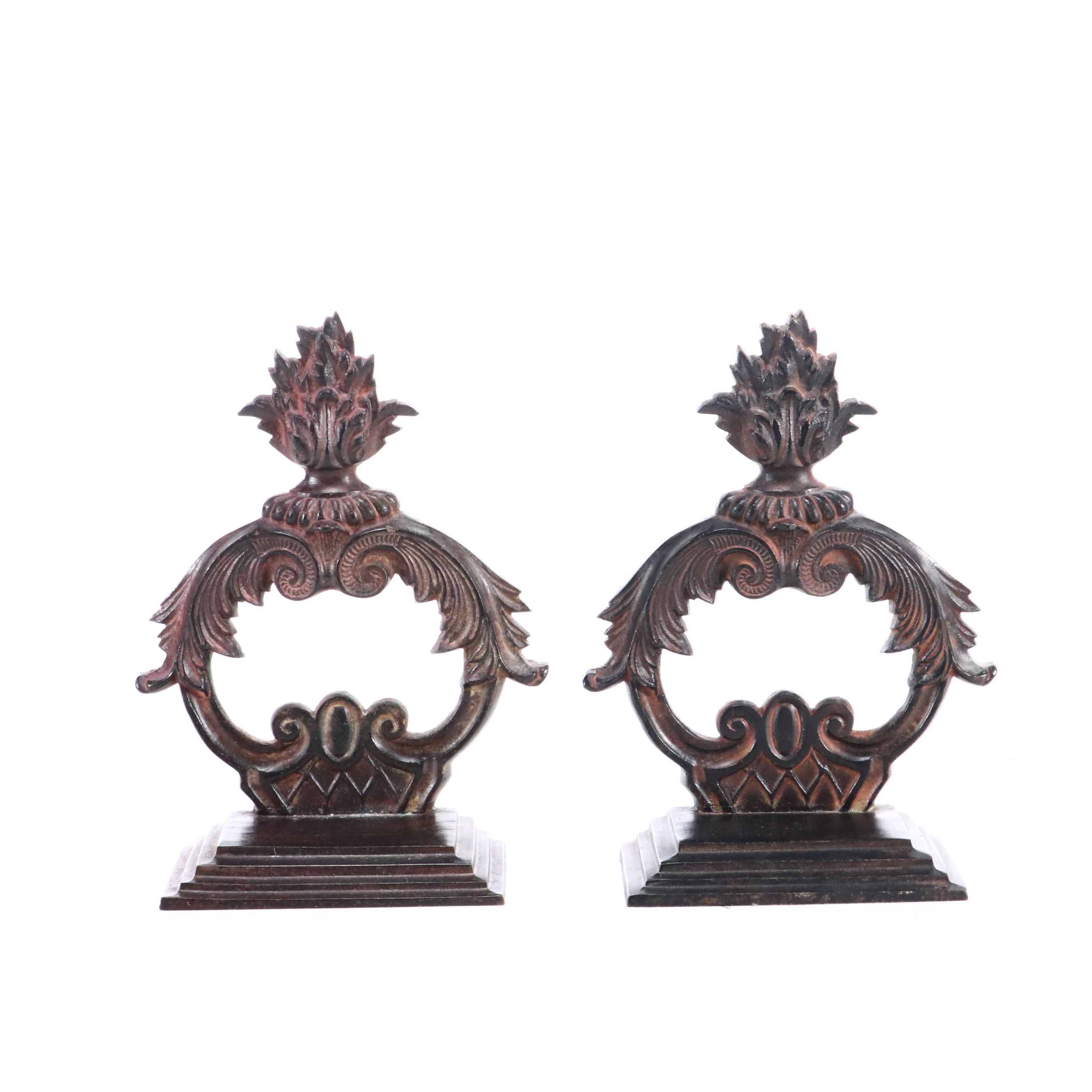 Bombay French Style Metal Bookends, Silver Console Lamp, Easel and Finial